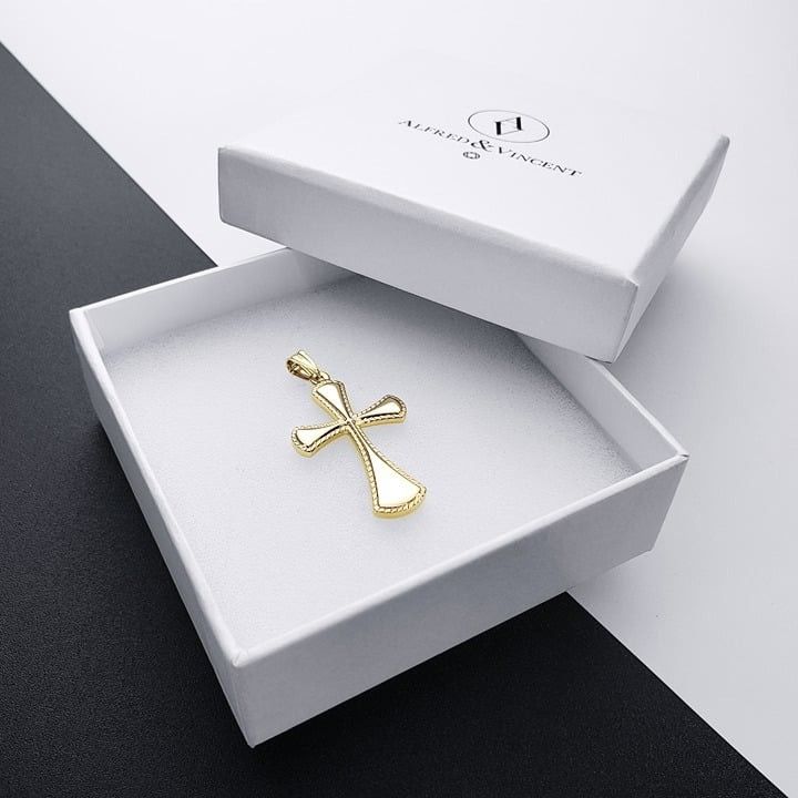 Other Milgrain Flared Cross Crucifix Real 14k Yellow Gold Pendant Size ONE SIZE - 2 Thumbnail