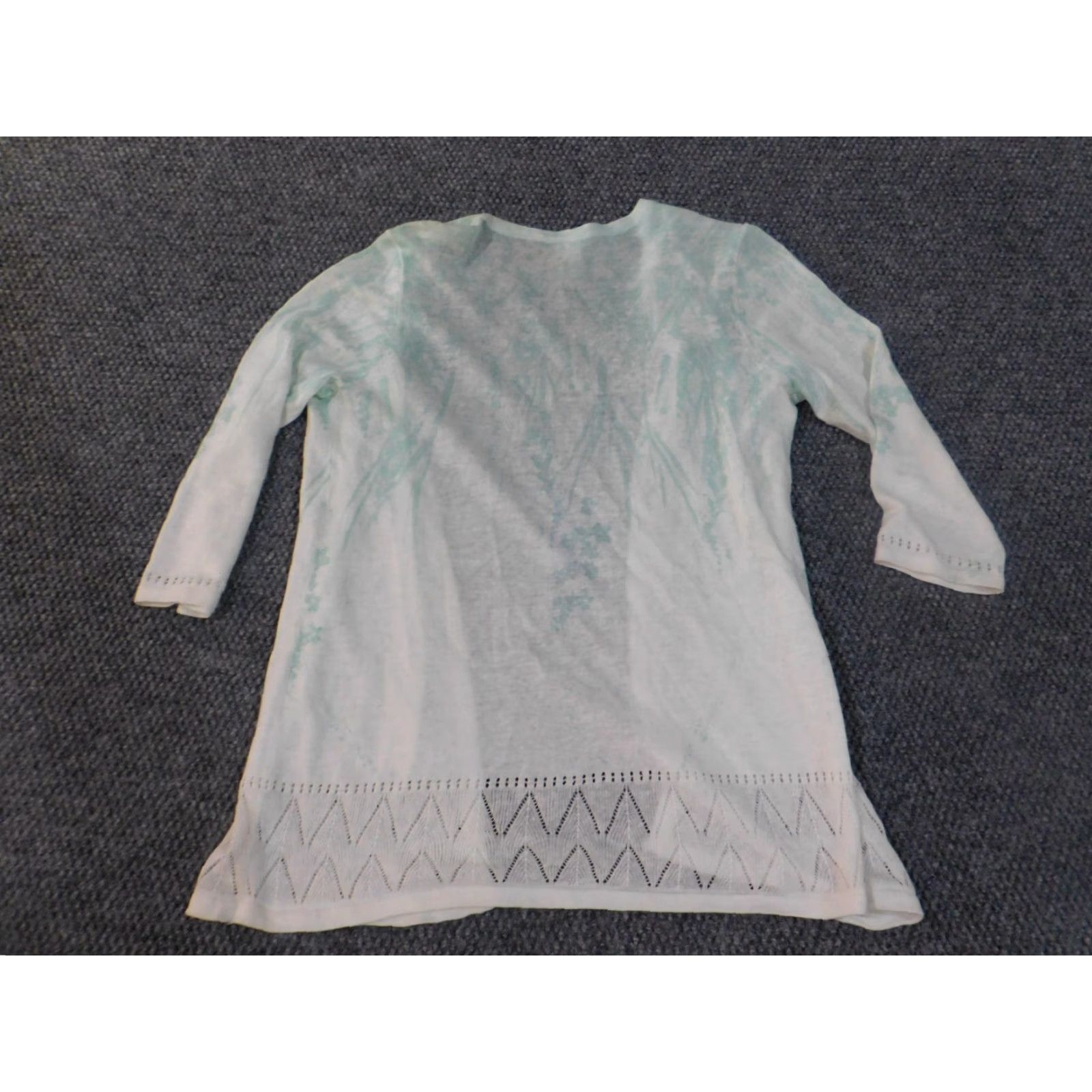 Vintage Chicos Cardigan Shirt Womens Blue Floral Open-Knit Stretch Long Sleeve Crew Neck Size 0 Regular Winter Modern Cotton Rayon Knit Vintage No Size XS / US 0-2 / IT 36-38 - 7 Thumbnail