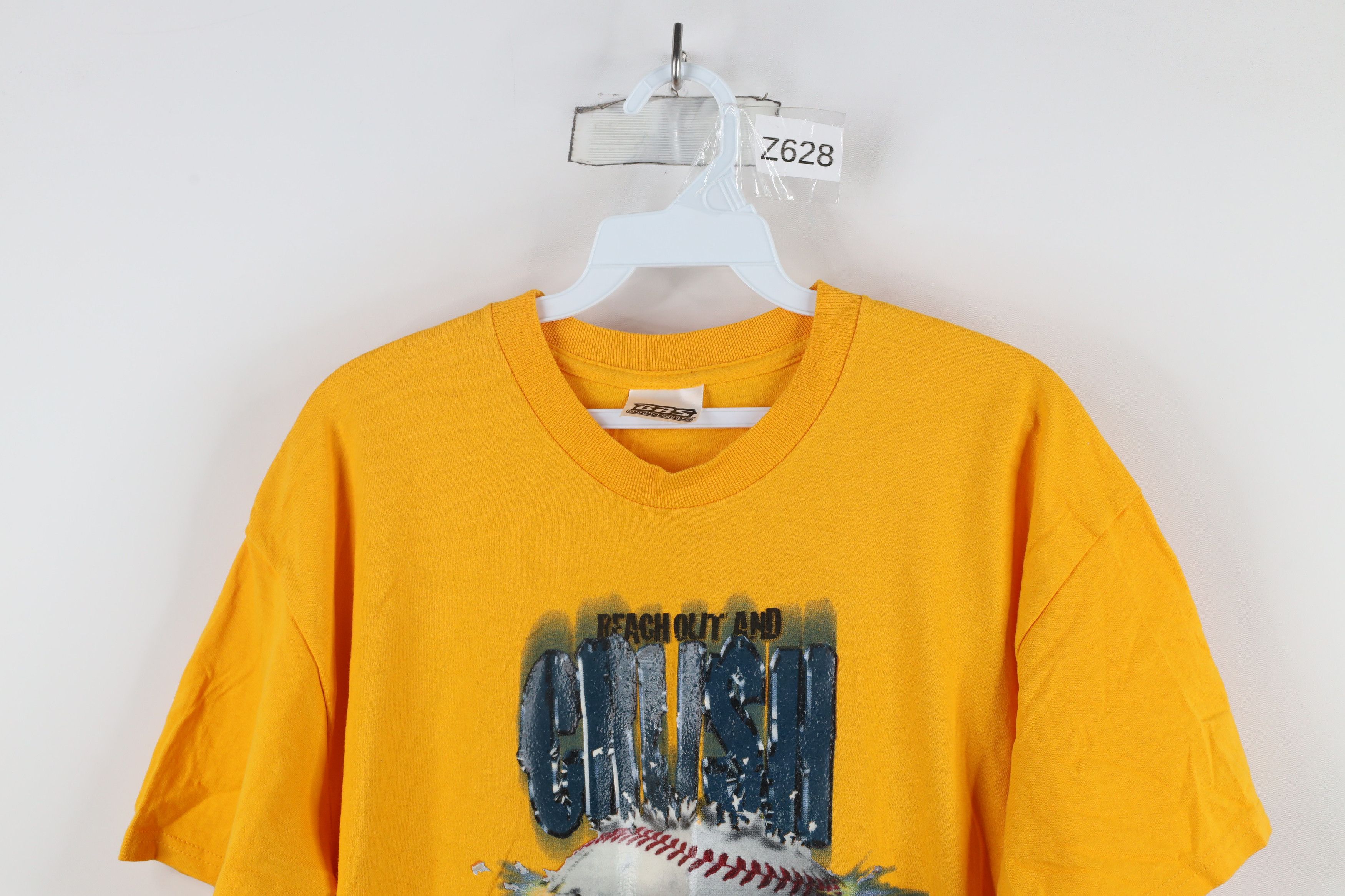 Vintage Vintage 90s Out And Crush Someone Baseball T-Shirt Yellow Size US S / EU 44-46 / 1 - 2 Thumbnail