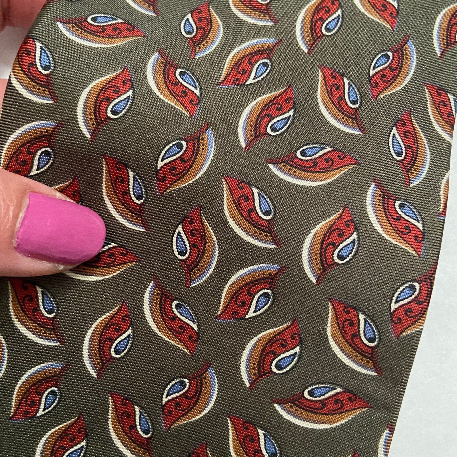 Dior Christian Dior Monsieur Tie Olive Green Paisley Silk Italy Size ONE SIZE - 5 Thumbnail