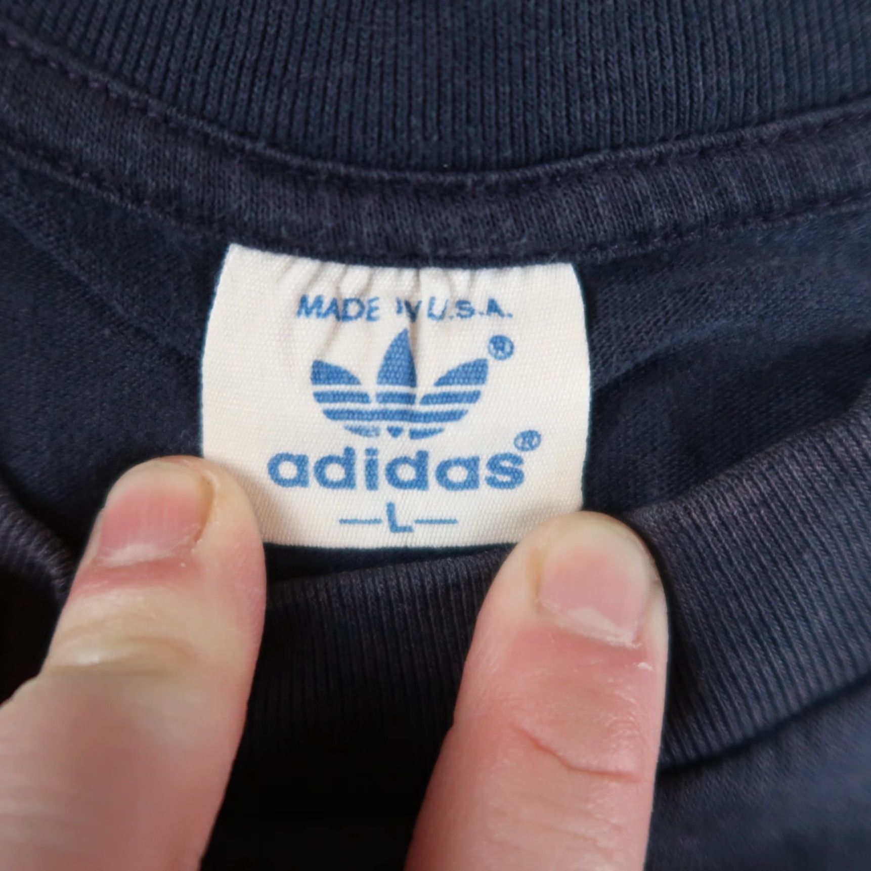 Adidas VINTAGE 80s adidas Trefoil Faded Blue T-Shirt Mens L Short Sleeve Crew Neck Striped Classic Sports Size US L / EU 52-54 / 3 - 7 Thumbnail