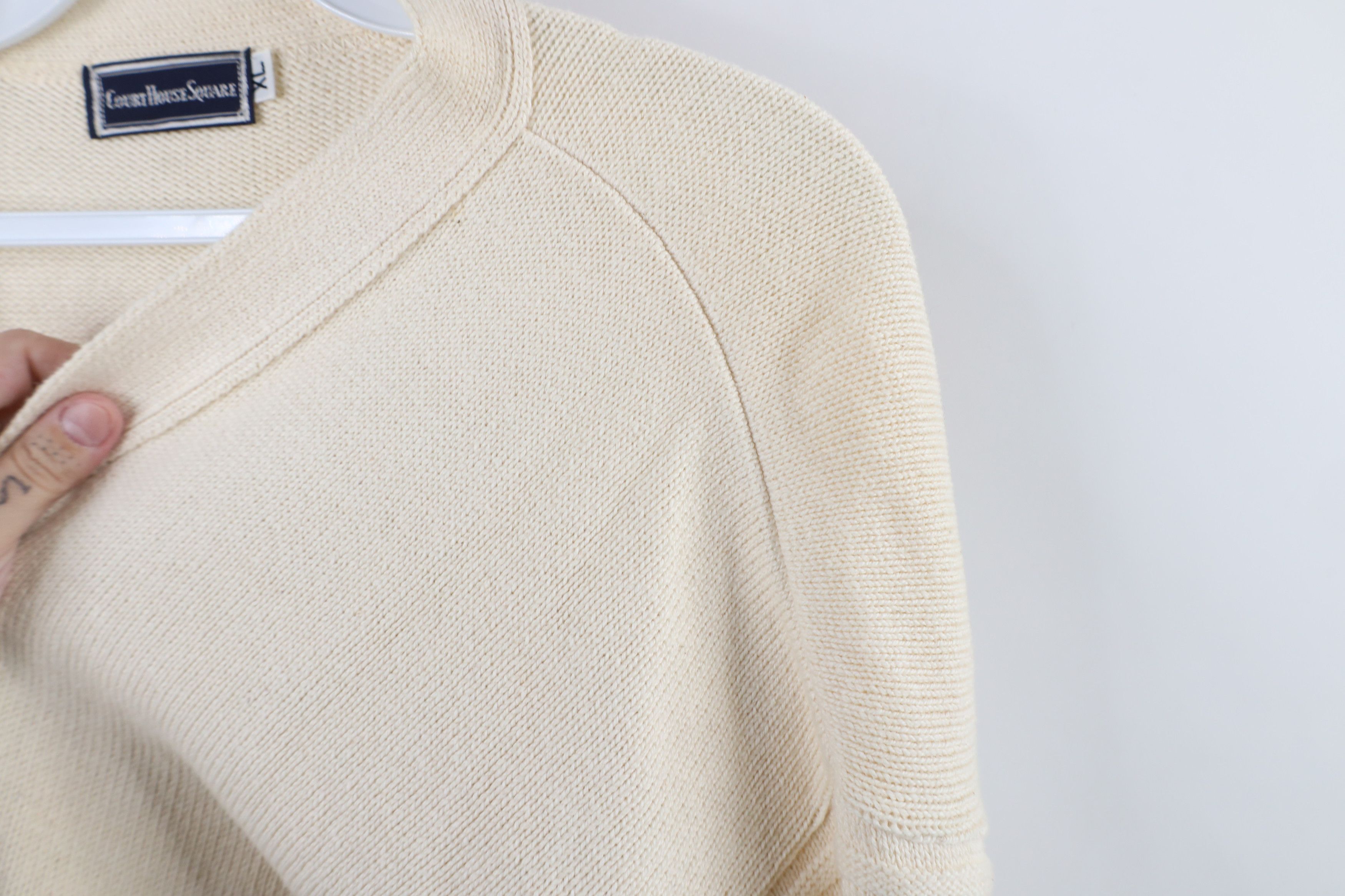 Vintage Vintage 90s Golf Ribbed Knit Cardigan Sweater Cream USA Size US XL / EU 56 / 4 - 9 Thumbnail