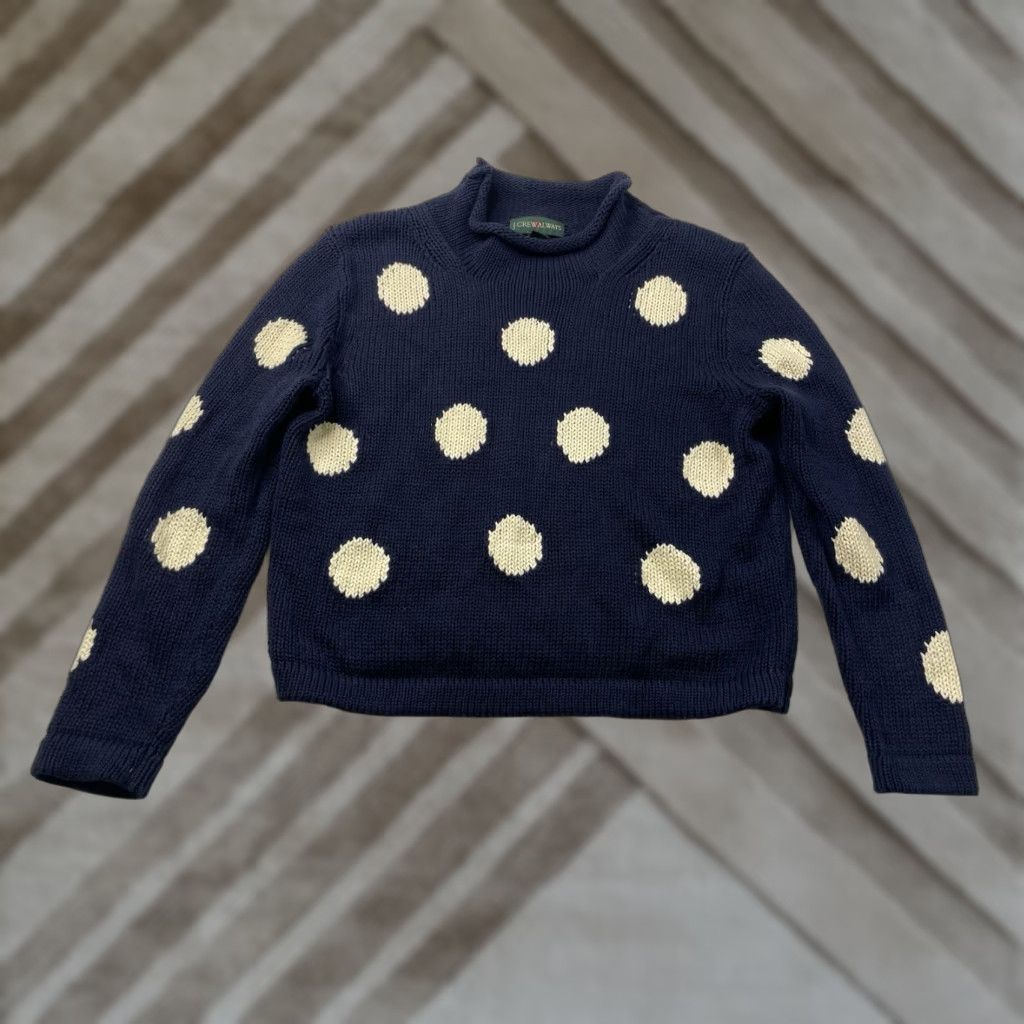 J.Crew VINTAGE J.CREW Sweater Roll Neck Knit Womens XS Oarsman Pullover Cotton Blue Dot Pullover Women XS Size XS / US 0-2 / IT 36-38 - 1 Thumbnail