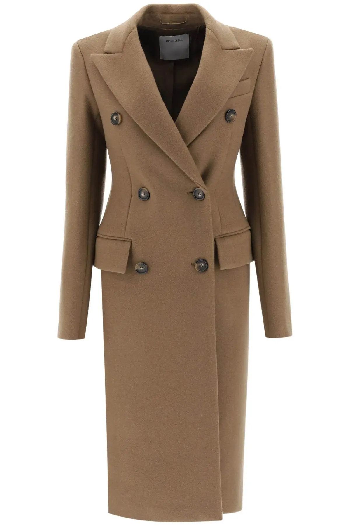 image of Sportmax O1S22I1N1223 Adua Wool And Cashmere Coat In Beige, Women's (Size Medium)