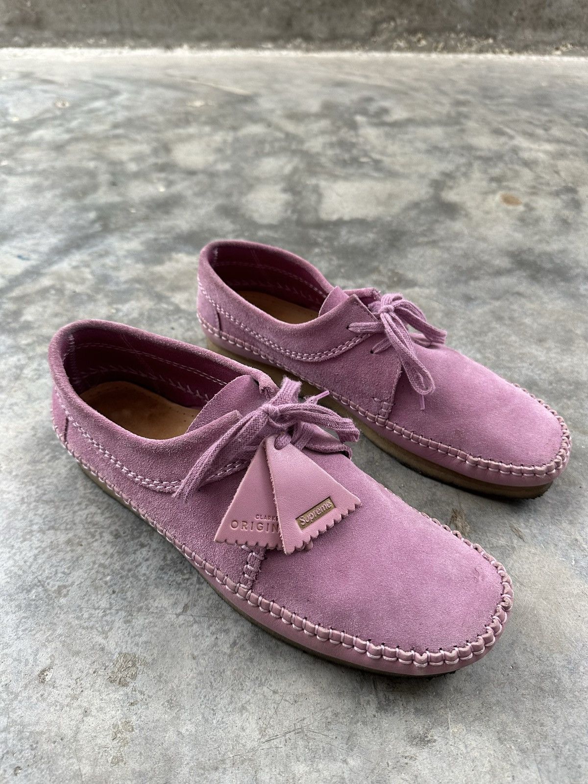 Supreme Supreme x Clarks Weaver Low Lavender / Pink Suede Shoes 11.5 |  Grailed