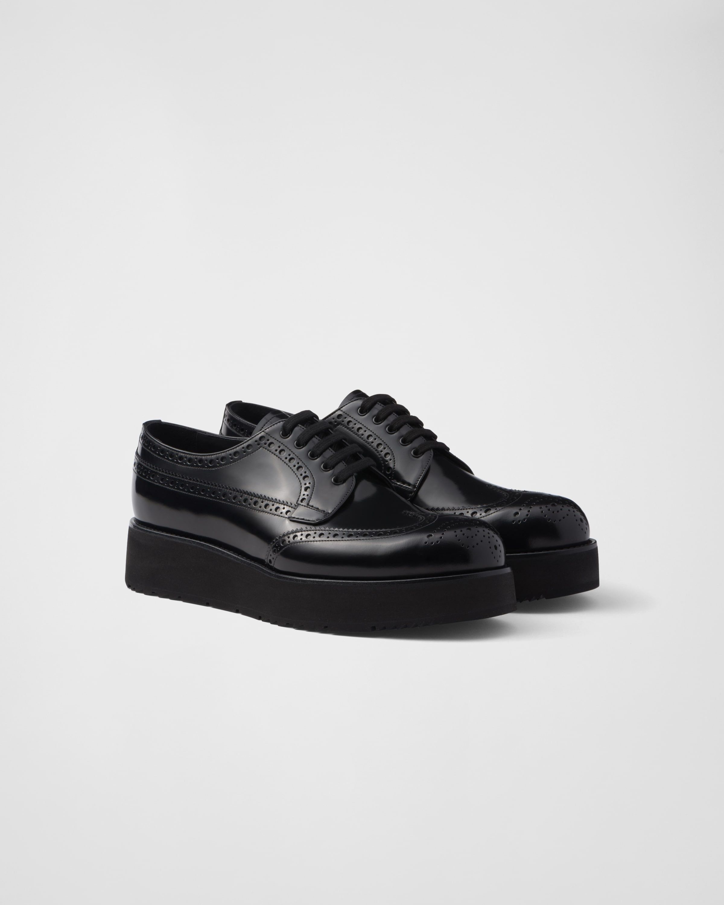 Prada o1la1rc1a0925 Brushed Leather Derby Brogues in Black Size US 10 / EU 43 - 1 Thumbnail