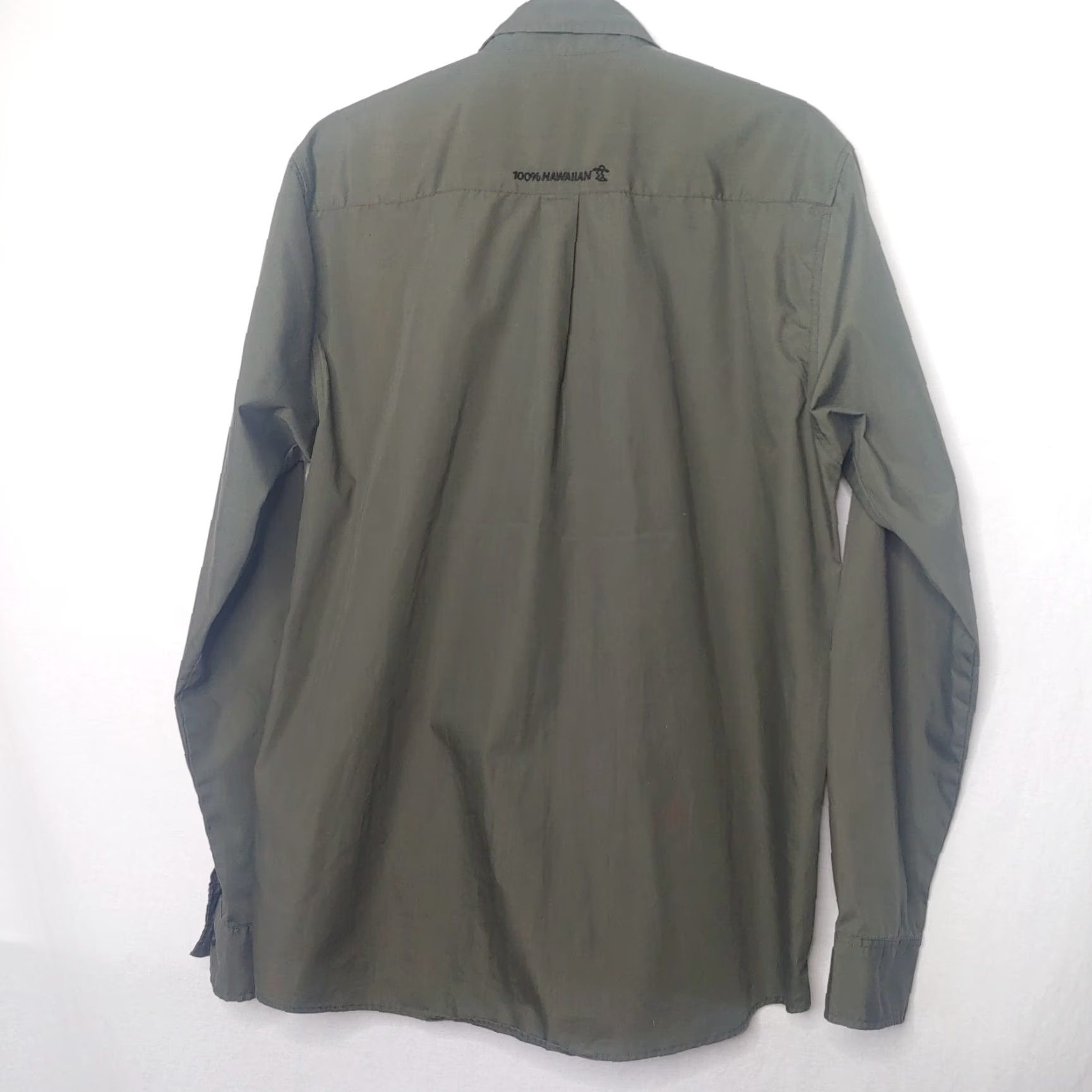 Olive Da Hui Hawaii Shirt Long Sleeve Olive Black Aloha North Shore Oahu Surf Button-Up Casual Mens M Size US M / EU 48-50 / 2 - 2 Thumbnail