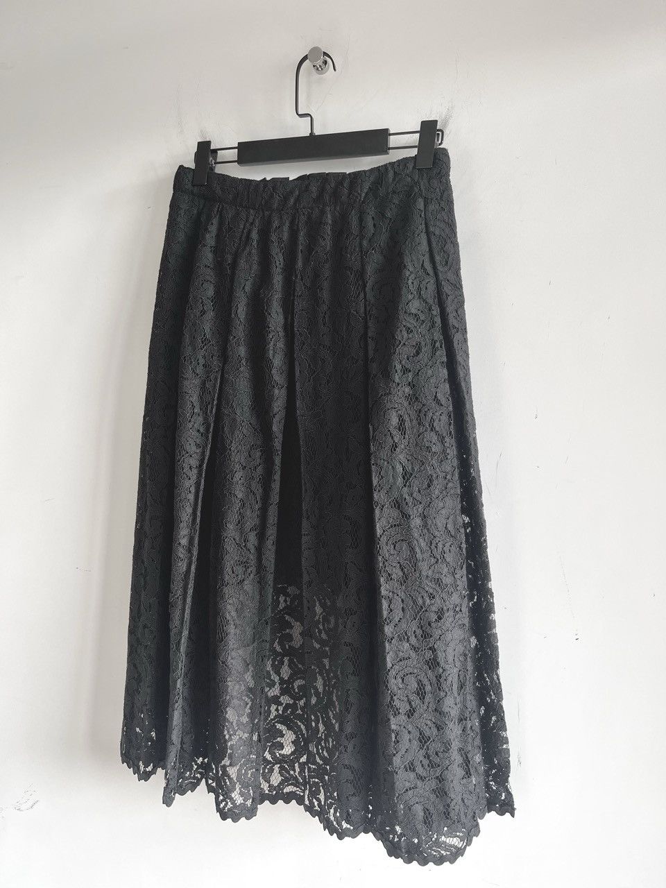 Sacai Sacai - Lace Pleated Apron Wrap Midi Skirts Black Navy Size 29" - 3 Thumbnail