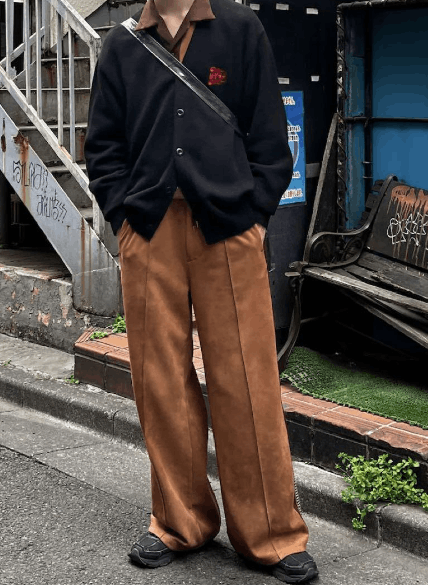 Sasquatchfabrix Sasquatchfabrix faux suede flare silhouette track pants Size US 31 - 2 Thumbnail