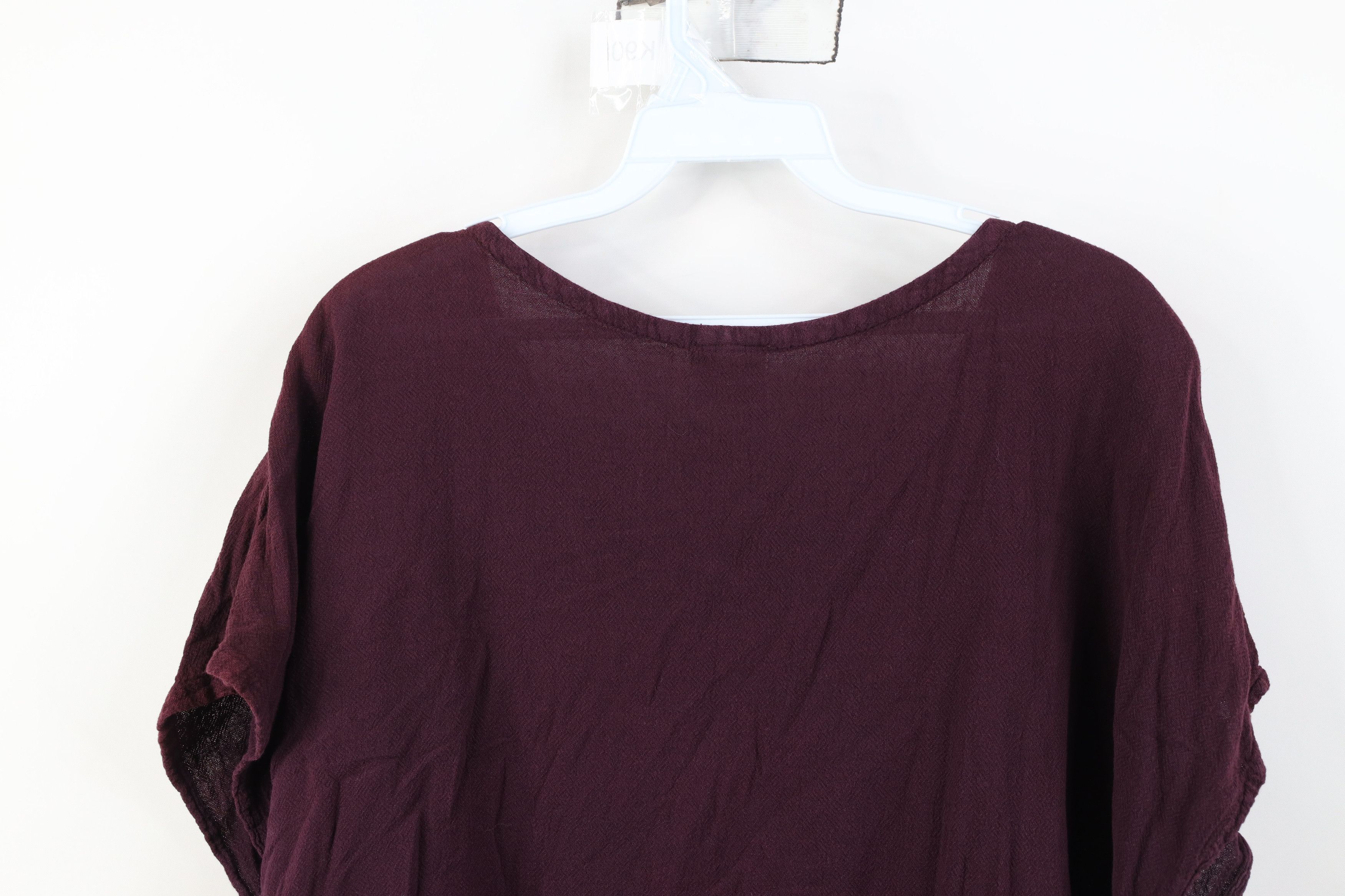 Vintage Vintage 90s Lagenlook Cotton Dolman Sleeve T-Shirt Purple Size 3XL / US 20-22 - 9 Thumbnail