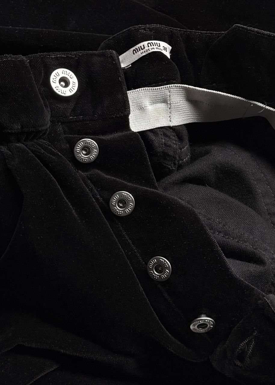 Miu Miu Miu Miu 2021 Black Velvet High Gathered Waist Wide Pants Size 25" / US 0 / IT 36 - 7 Thumbnail