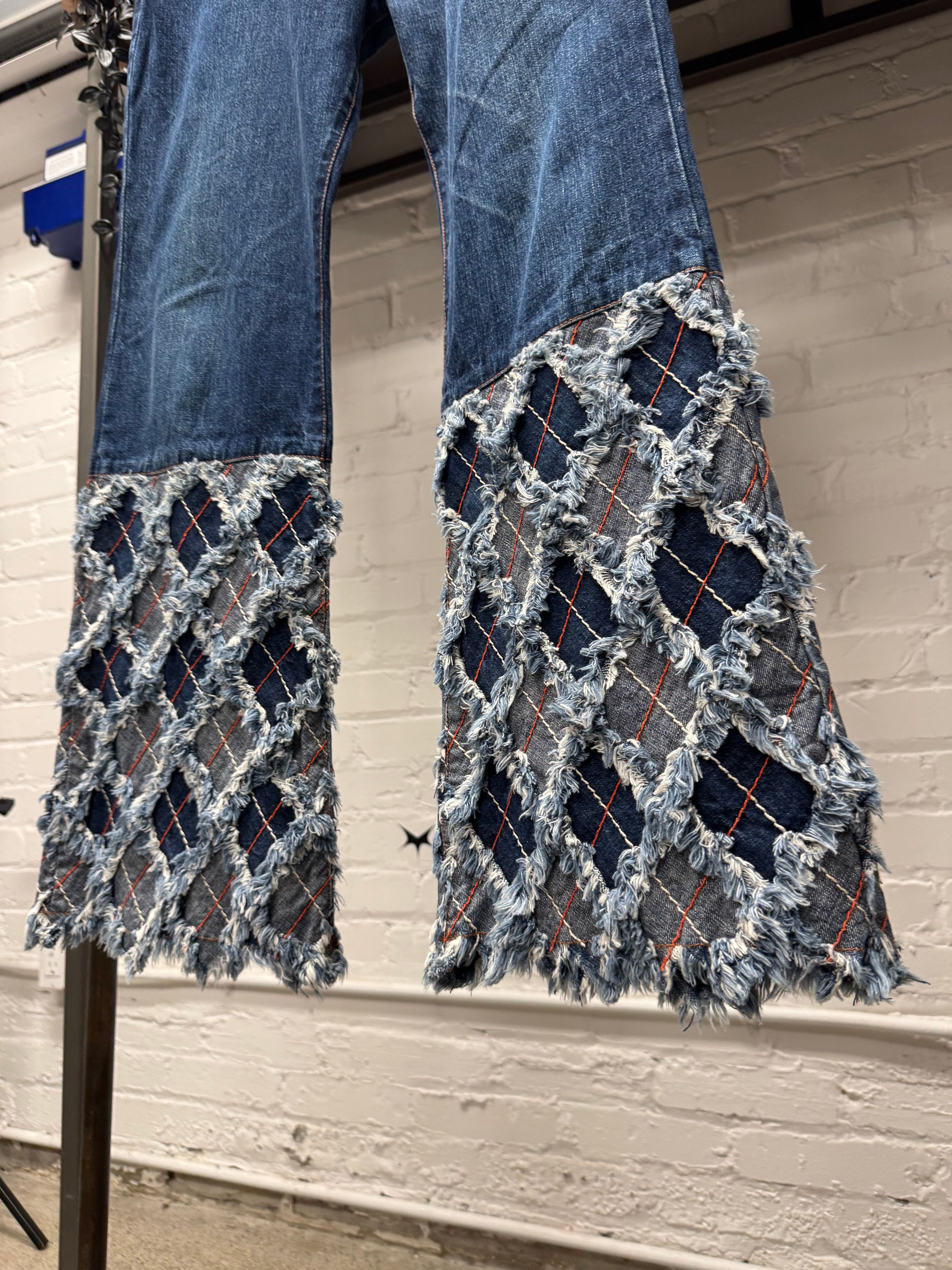 Jean Paul Gaultier Vintage Jean Paul Gaultier ‘Argyle’ Flared Leg Denim Size 30" / US 8 / IT 44 - 2 Thumbnail