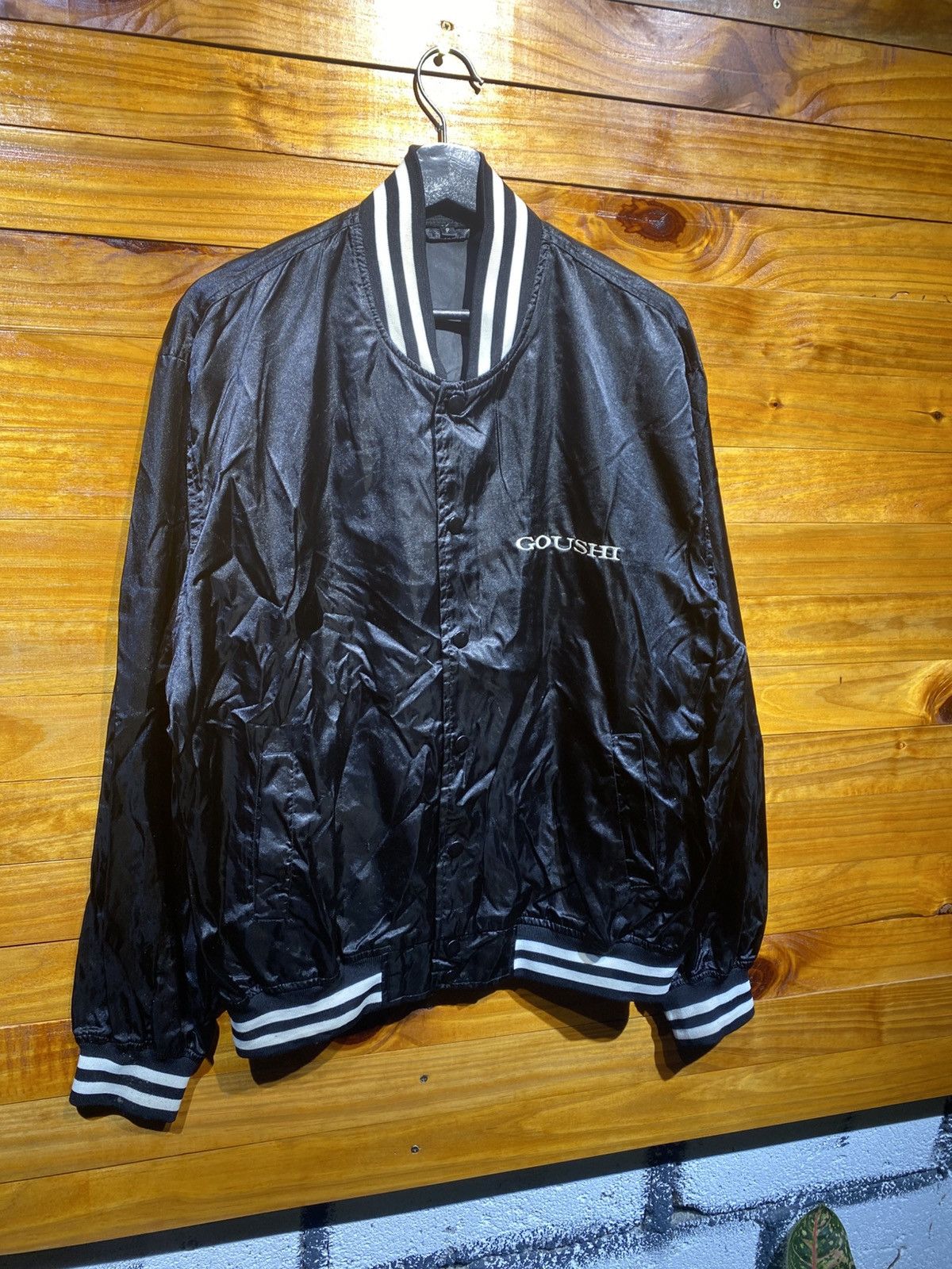 Vintage Vintage Goushi Black Nylon Varsity Jacket – Retro Japanese Size US L / EU 52-54 / 3 - 5 Thumbnail