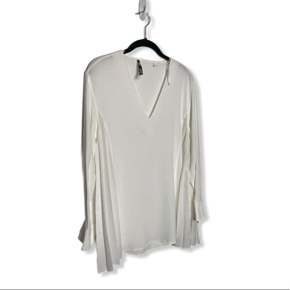 Zara Zara Oversized White Pleated Blouse Semi-Sheer Flowy Top Siz Size XS / US 0-2 / IT 36-38 - 3 Thumbnail
