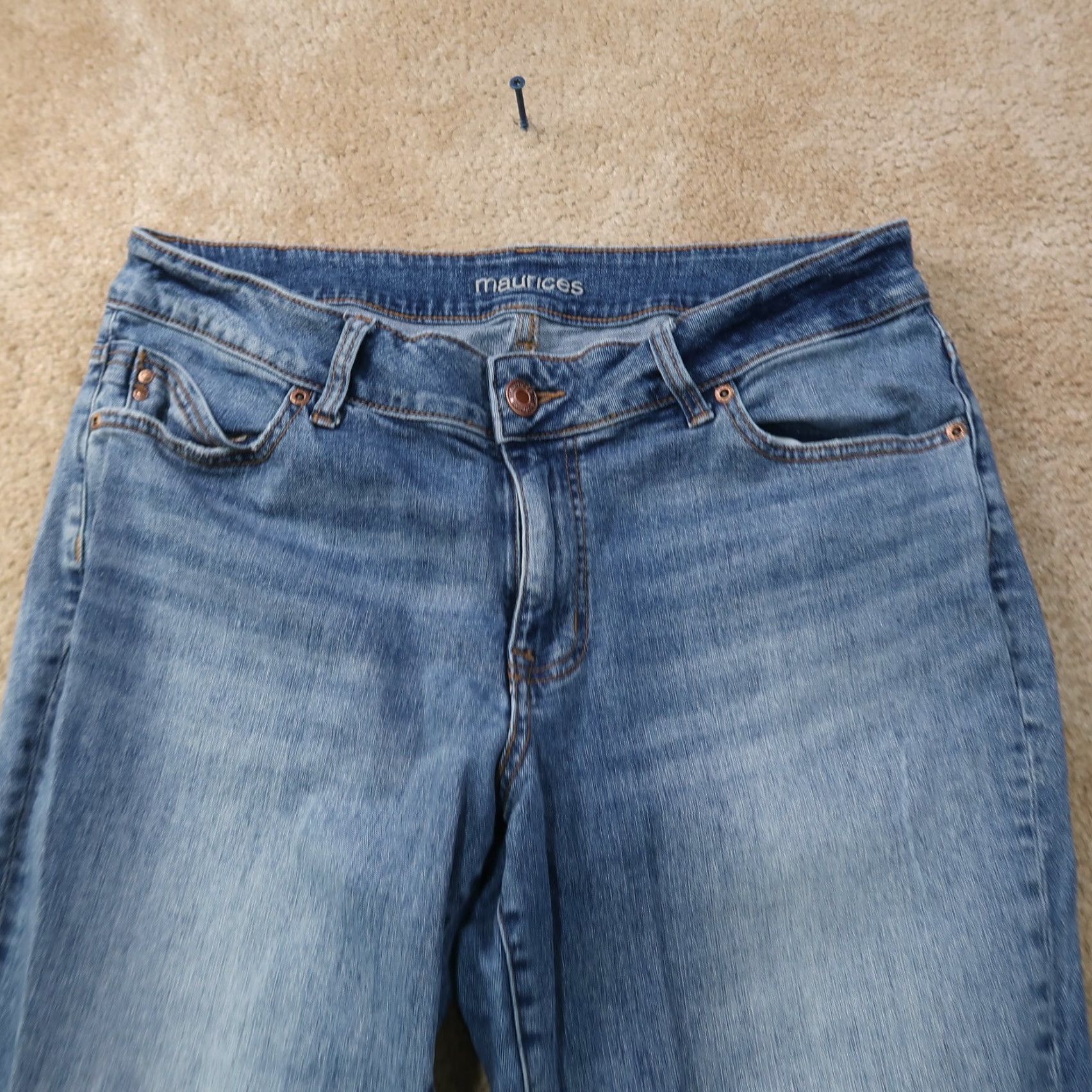 Vintage Maurices Jeans High Rise Boyfriend Women's 14W Blue Stretch Denim Button Fly 5-Pocket Design Regular Inseam 28 in . Size 36" / US 14 / IT 50 - 3 Thumbnail