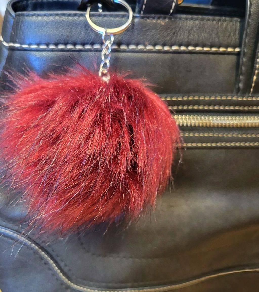 Handmade Personalized letter on a 3" faux fox fur keychains Size ONE SIZE - 3 Thumbnail