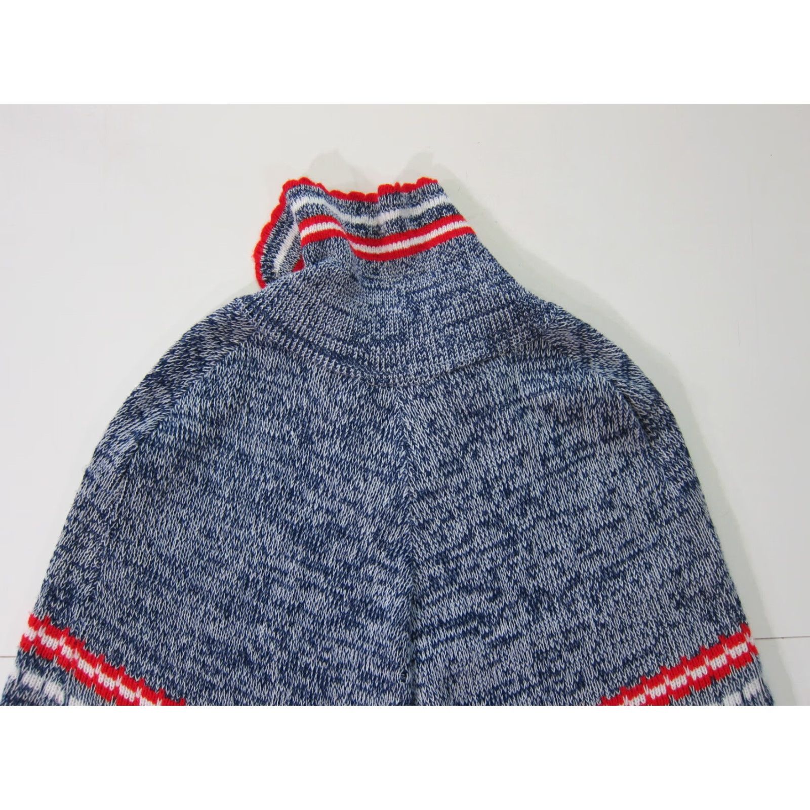 Vintage Vintage Scotch English Red Blue White Knit Collar Pullover Poncho Sweater OS Size ONE SIZE - 6 Thumbnail