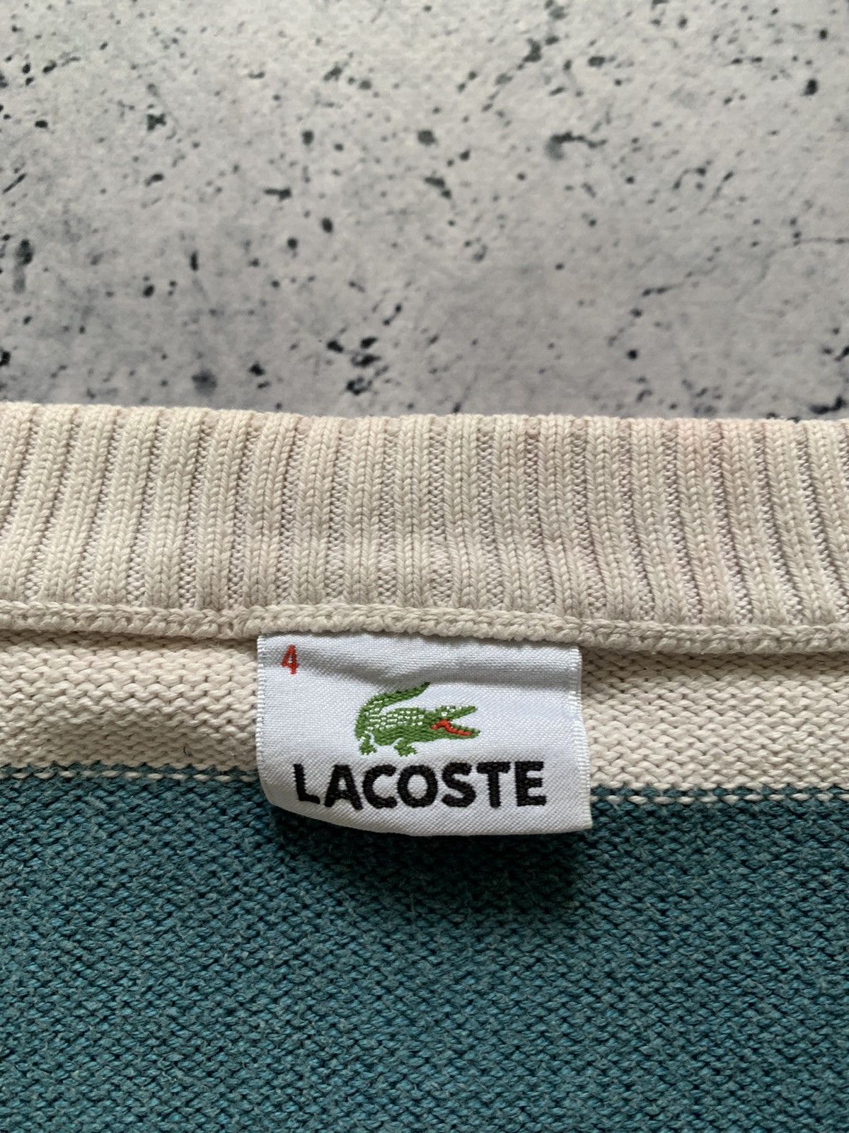 Lacoste × Vintage Vintage Lacoste V-neck Striped Sweaters Knitwear Y2K USA Size US L / EU 52-54 / 3 - 3 Thumbnail