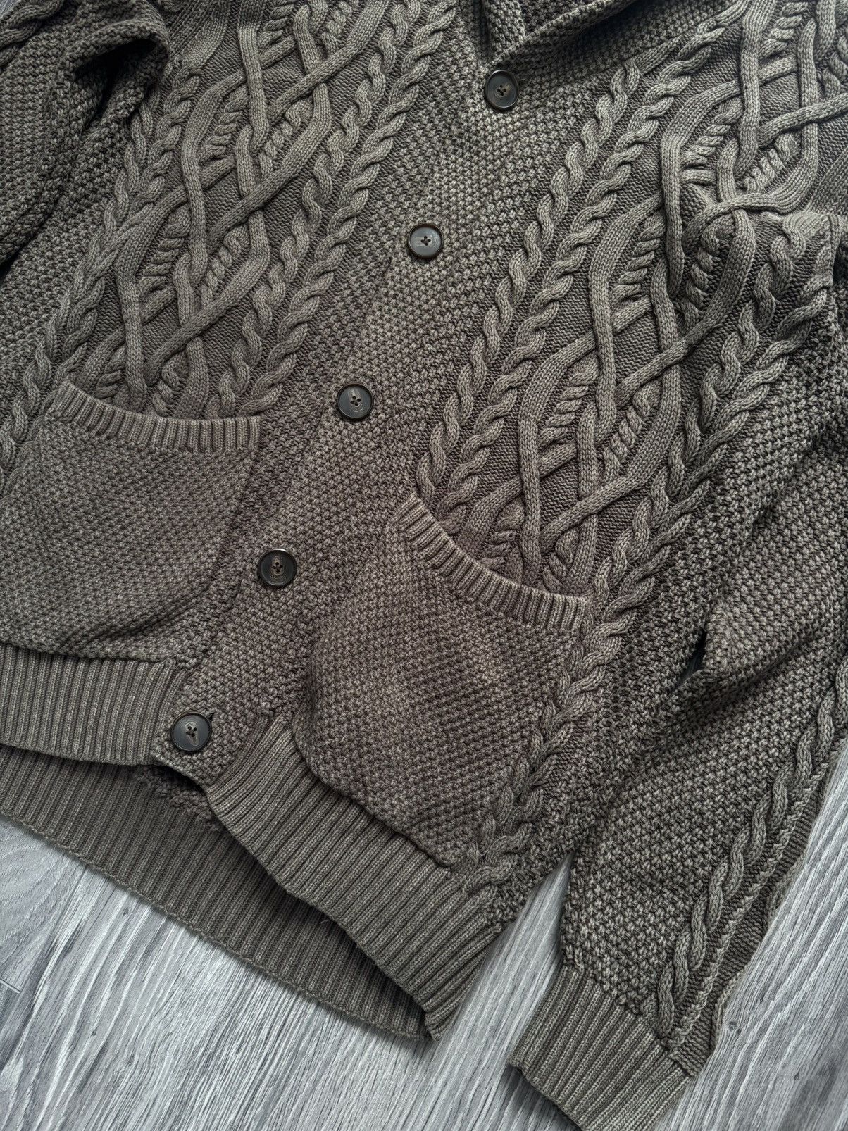 Hackett Hackett Washed Cable Shawl Sweater L Size US L / EU 52-54 / 3 - 6 Thumbnail