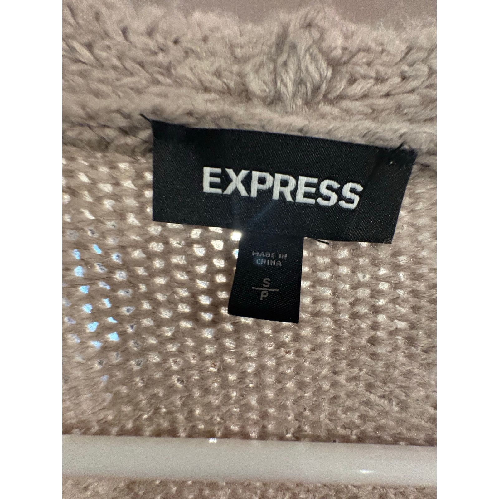 Express Express Women’s Small Petite Beige Chunky Knit Cardigan Size S / US 4 / IT 40 - 3 Thumbnail