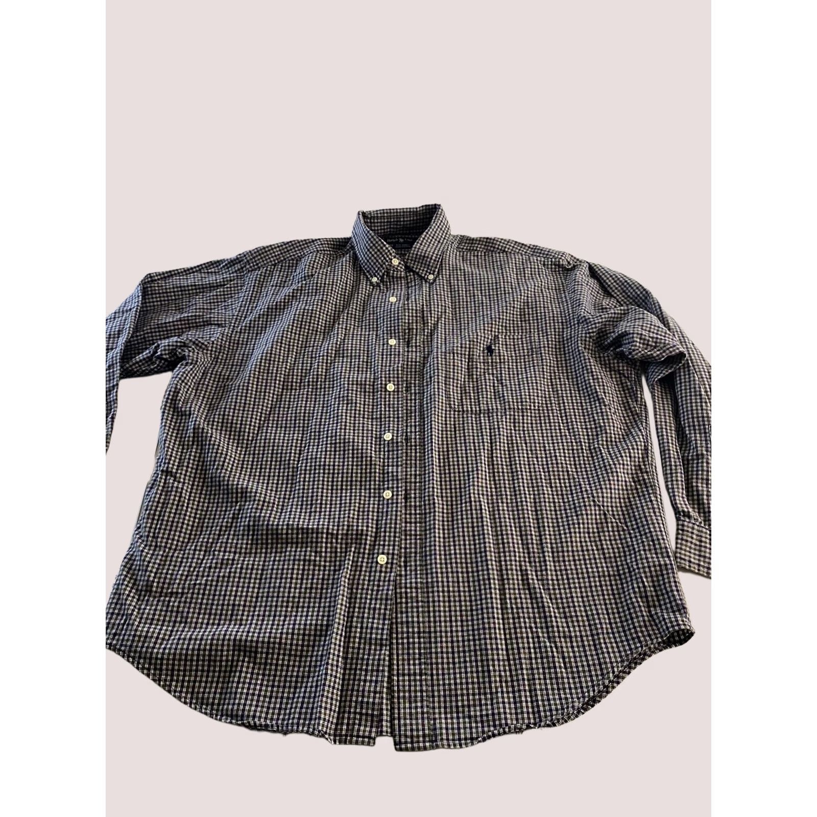 Ralph Lauren Ralph Lauren Shirt Mens M VTG Purple Green Check Big LONG SLEEVE 15x5x34 Size US M / EU 48-50 / 2 - 1 Thumbnail