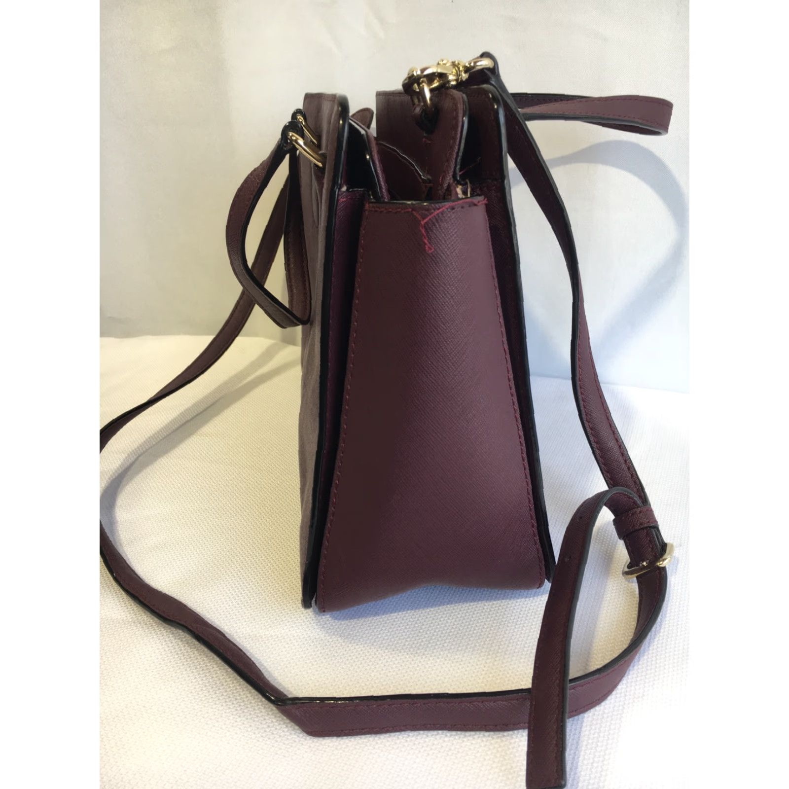 Vintage kate spade new york Laurel Handbag Satchel Burgundy WKRU5392 Shoulder Strap Medium Womens Size ONE SIZE - 4 Thumbnail
