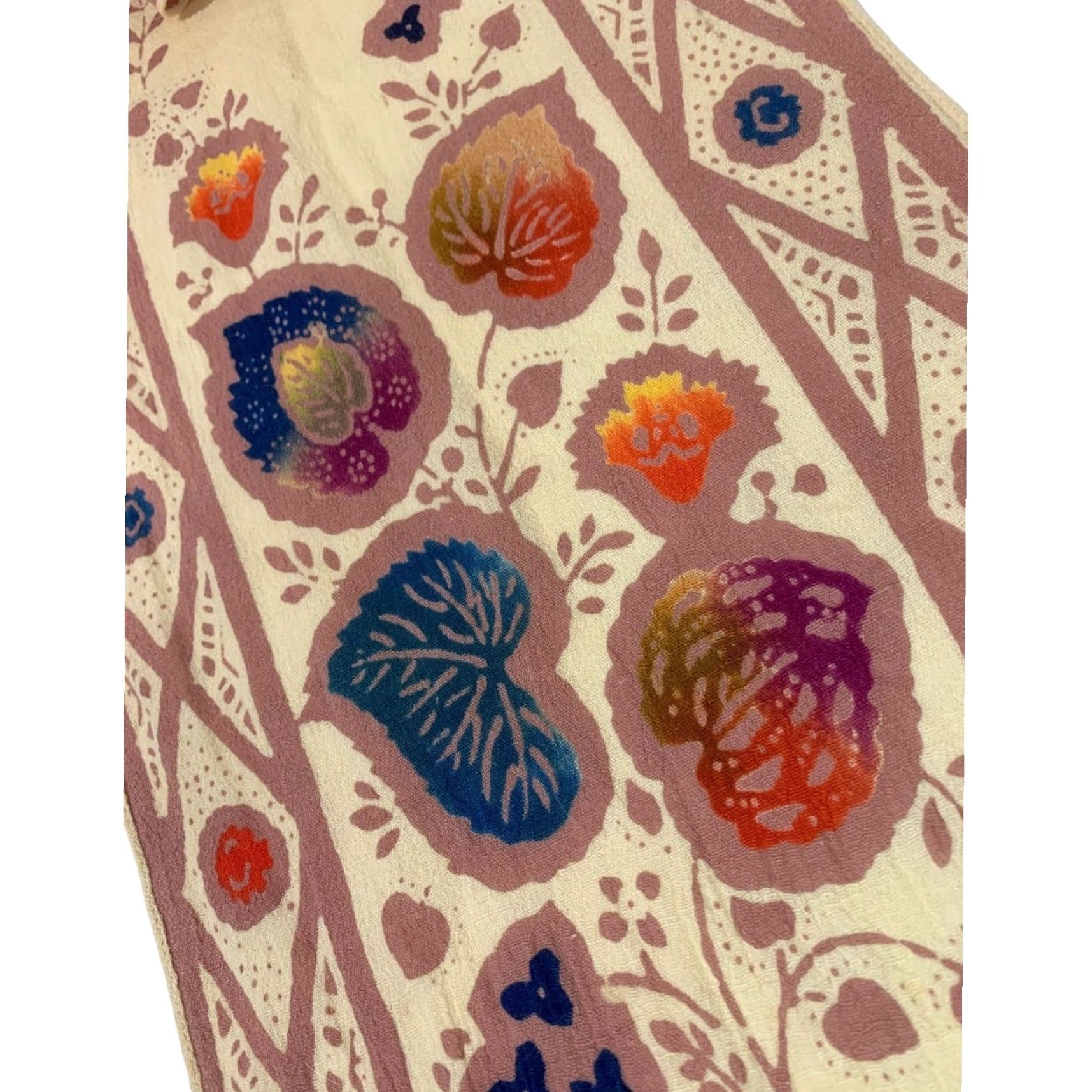 Vintage VINTAGE Linen Blend Boho Scarf Leaf Print 40 x 10 Inch Size ONE SIZE - 7 Thumbnail