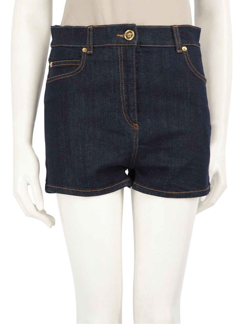 Versace Dark Blue Denim Mini Shorts Size 28" / US 6 / IT 42 - 1 Thumbnail