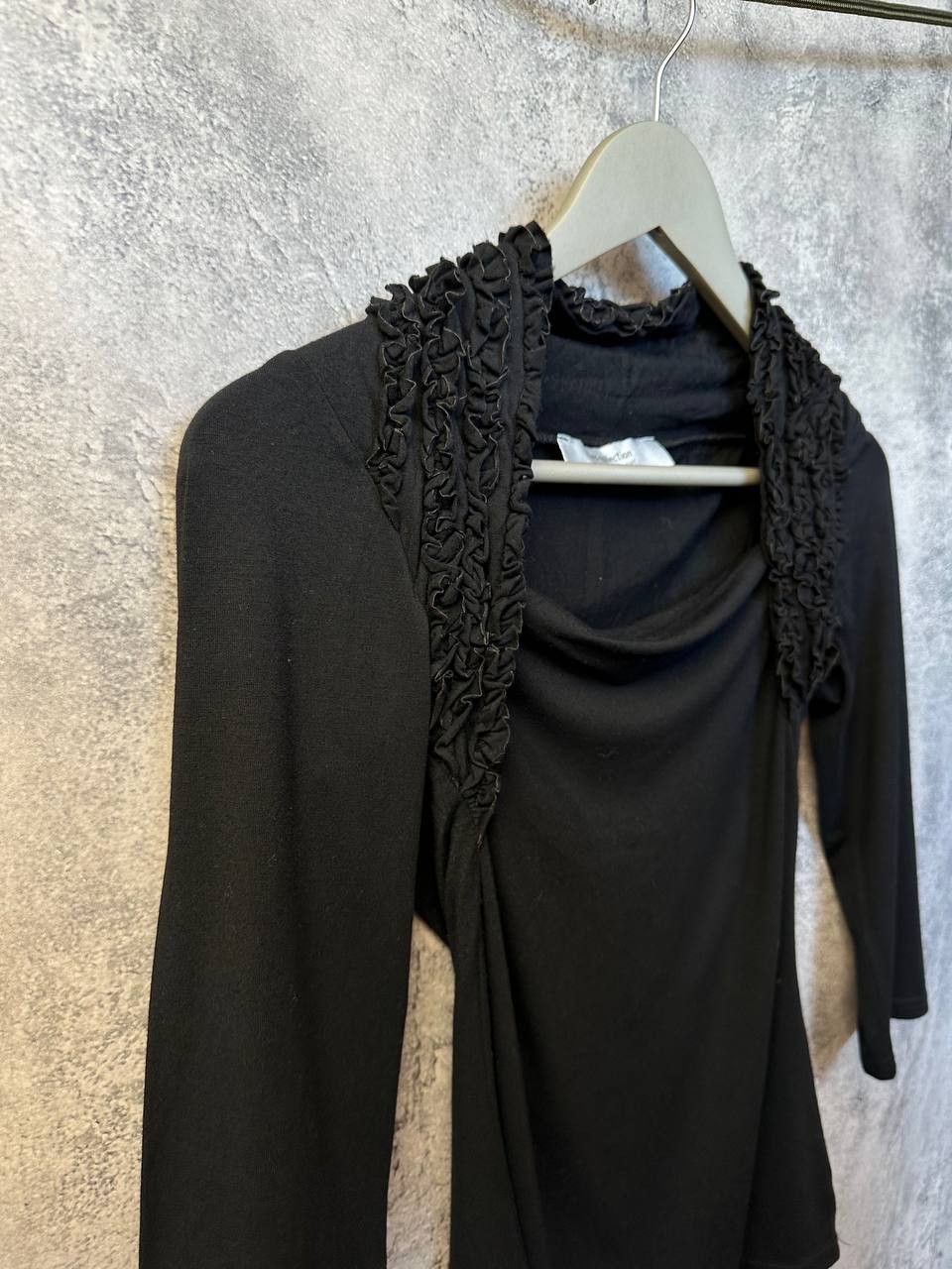 Designer Emma Somerset ES Collection Black Fitted Top Ruched Size M / US 6-8 / IT 42-44 - 4 Thumbnail