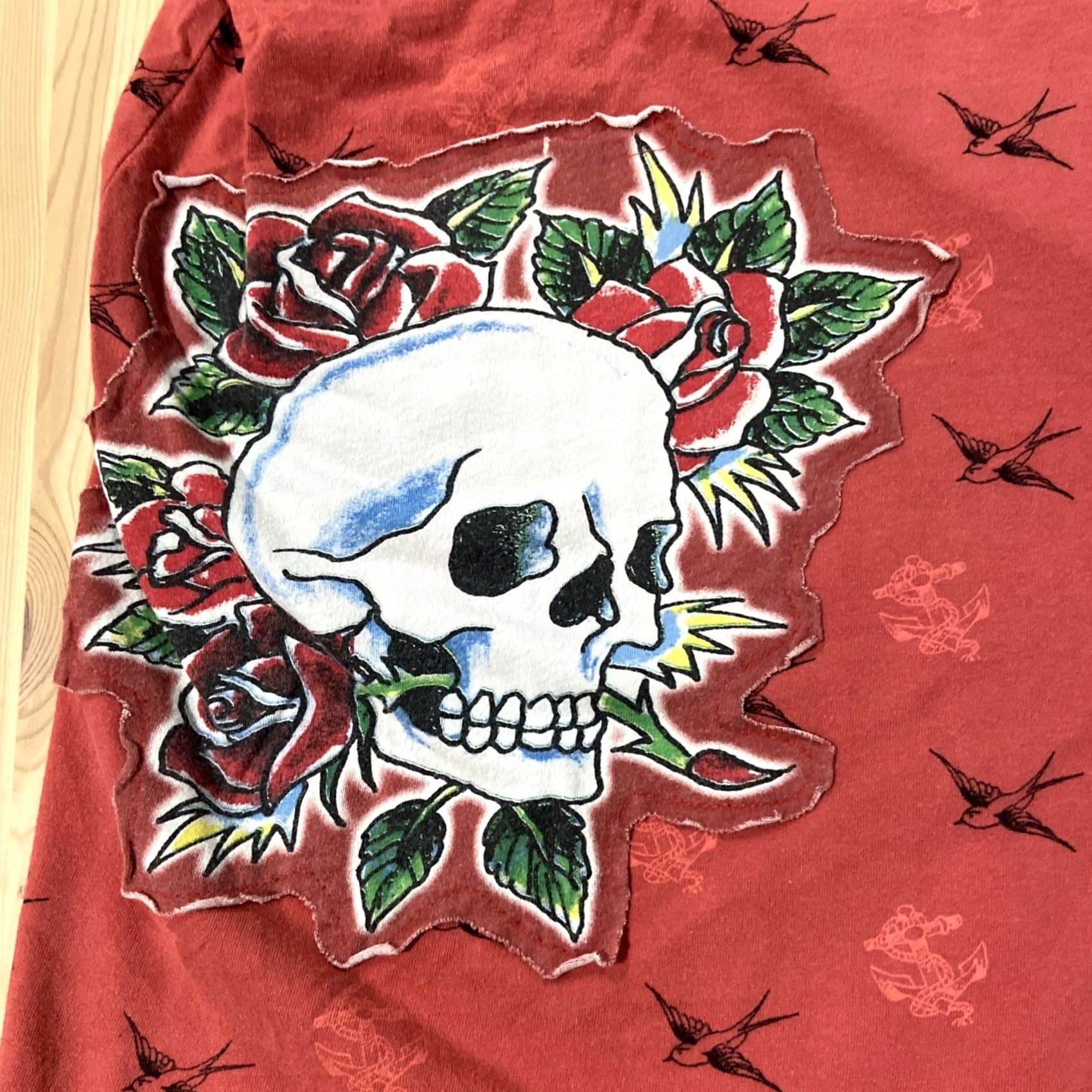Ed Hardy ED HARDY Shirt XL Red Graphic Print Crew Neck T-Shirt Unisex Adults USA Birds Skulls AOP Size US XL / EU 56 / 4 - 2 Thumbnail