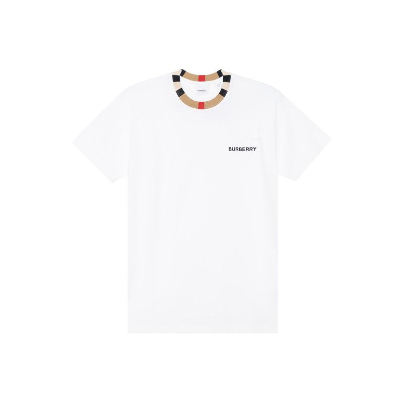 Burberry Embroidered Logo White Short Sleeve T-Shirt 0079