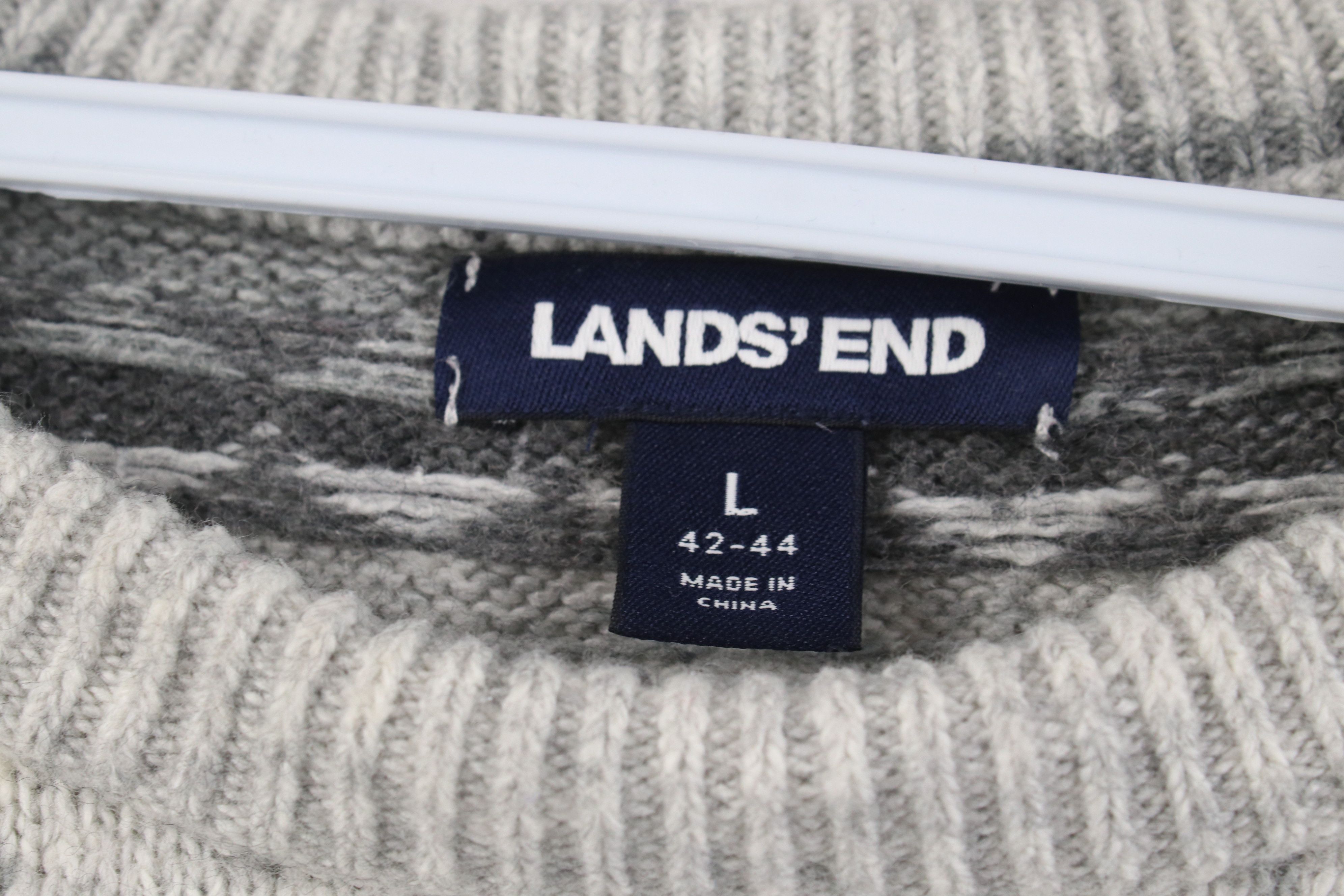 Lands' End Vintage Lands End Wool Blend Knit Fair Isle Crewneck Sweater Size US L / EU 52-54 / 3 - 6 Thumbnail