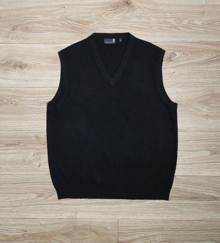 Vintage 100% cashmere vest black luxury soft unique 80s 90s Size US L / EU 52-54 / 3 - 1 Thumbnail