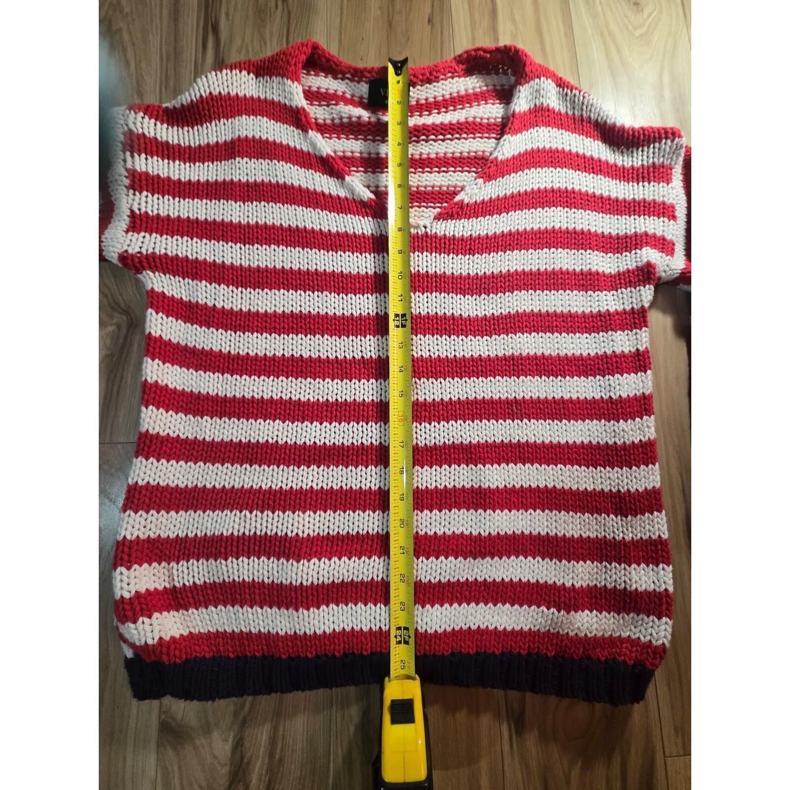 Vivienne Westwood Vici Red White Blue Striped Chunky Knit V-Neck Sweater Size M / US 6-8 / IT 42-44 - 8 Thumbnail