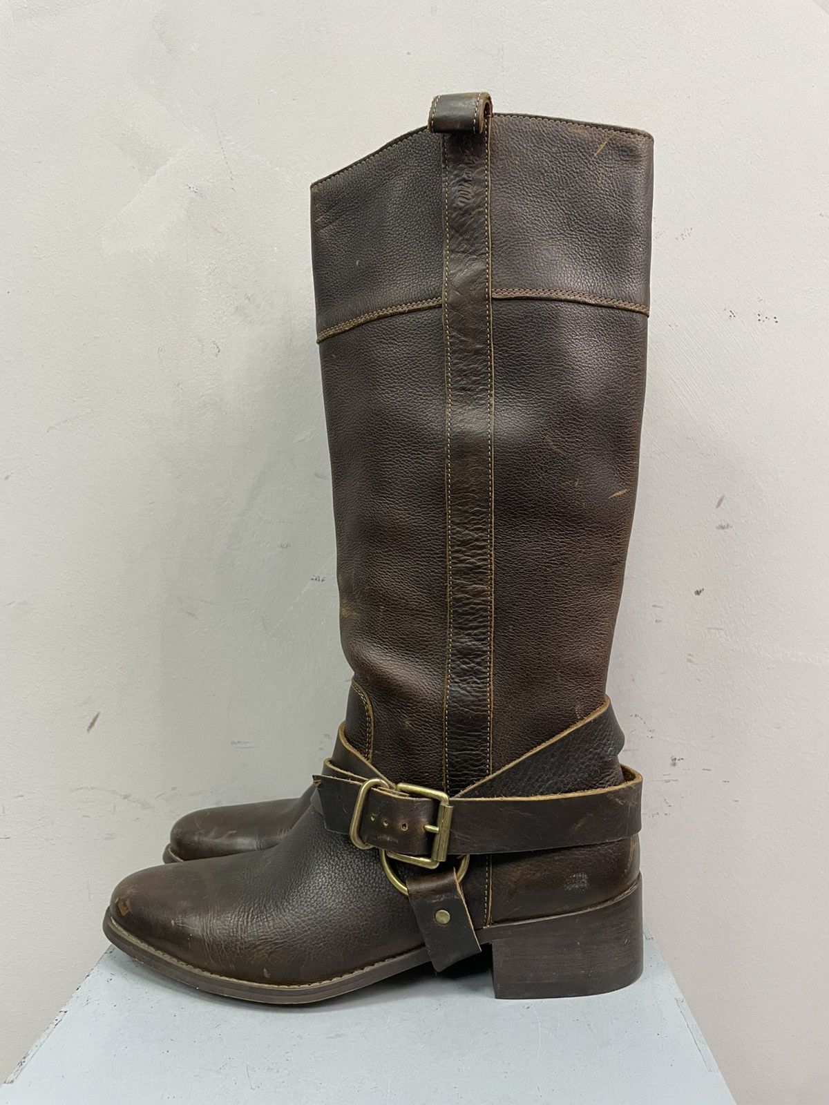 Wrangler Rare Western guidi style leather ankle moto boots 90s Size US 7.5 / EU 40-41 - 3 Thumbnail