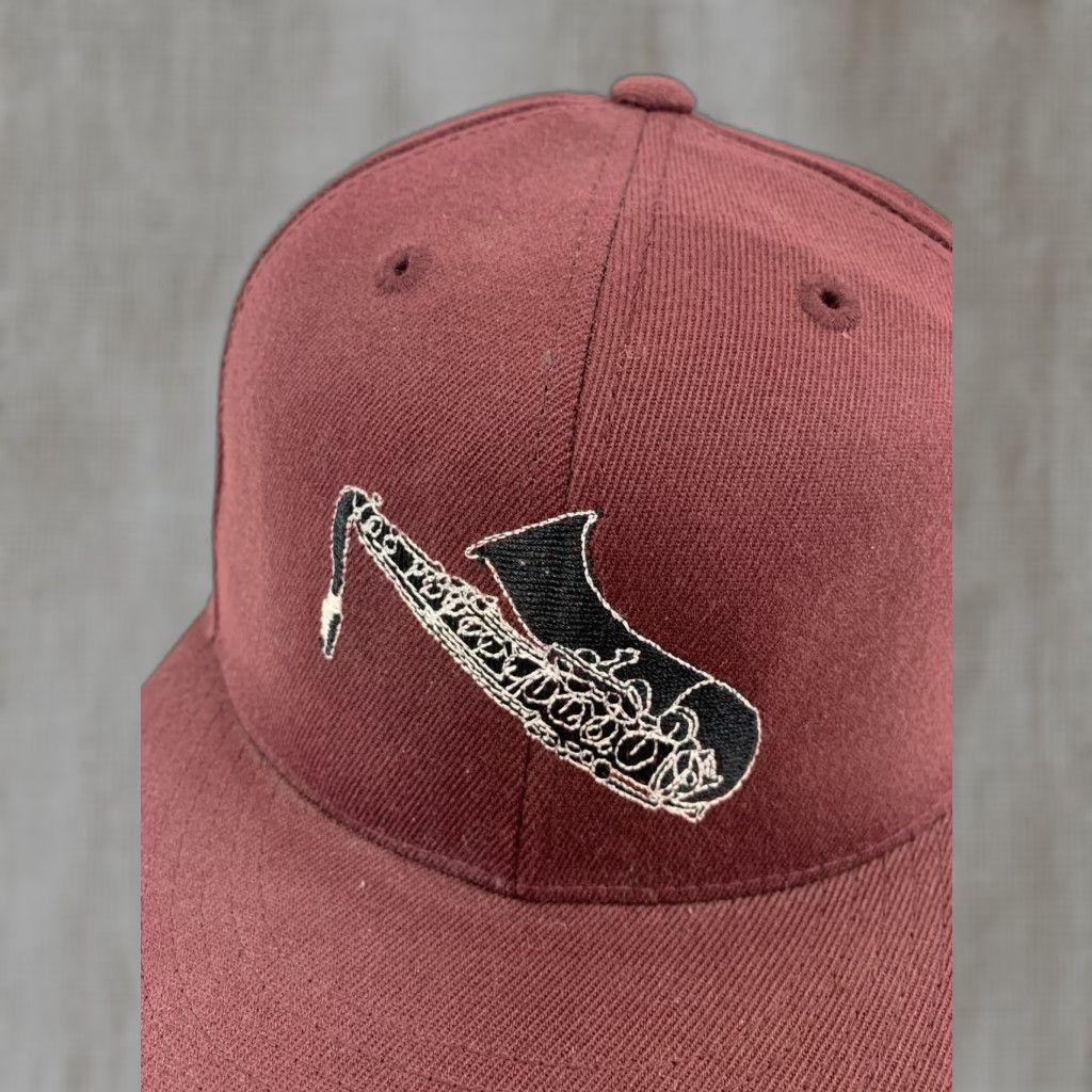 Lids LIDS Baseball Cap Mens Large Black Maroon Jazz Saxophone 210 Fitted Cap Size ONE SIZE - 1 Thumbnail
