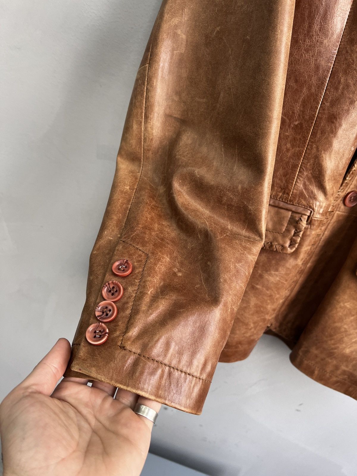 14th Addiction STITCHING AVANT GARDE DISTRESSED LEATHER BLAZER JACKET Size US M / EU 48-50 / 2 - 11 Thumbnail
