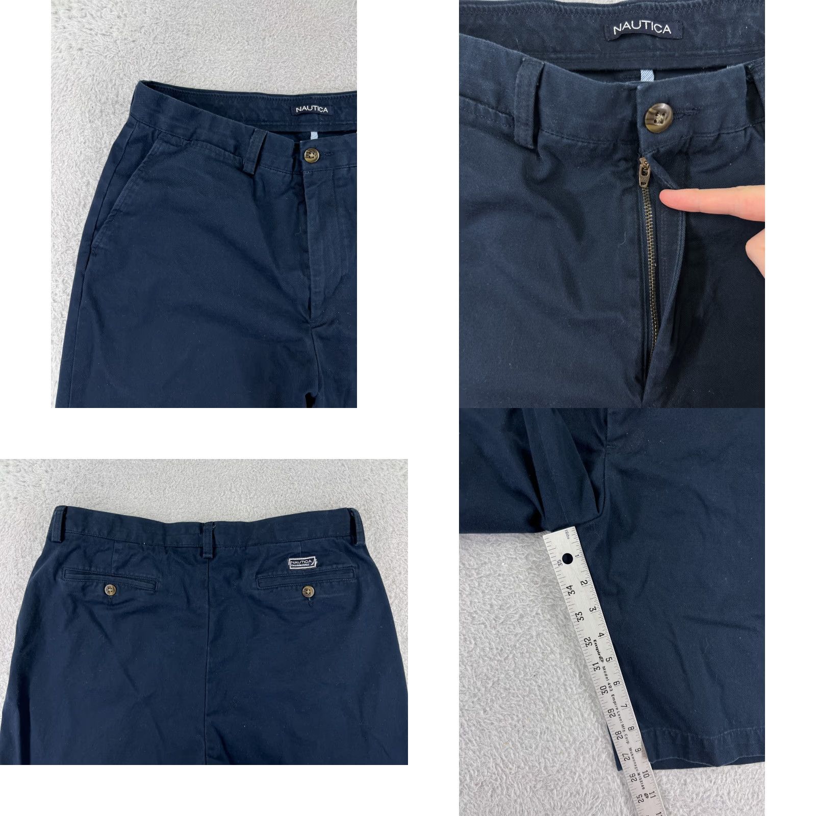 Nautica Nautica Shorts Mens 34 Blue 100% Cotton Twill Chino Zip Fly Casual Skate Surf - Regular Fit, Mid Rise, 10 Inseam, Cotton Canvas, Blue, Men Size US 34 / EU 50 - 8 Thumbnail