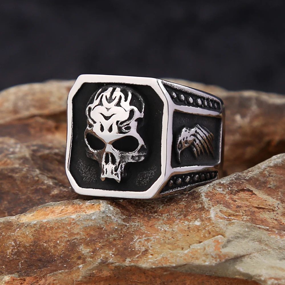 Japanese Brand × Jewelry × Vintage Skull Head Punk Style Fashion Ring Size ONE SIZE - 3 Thumbnail