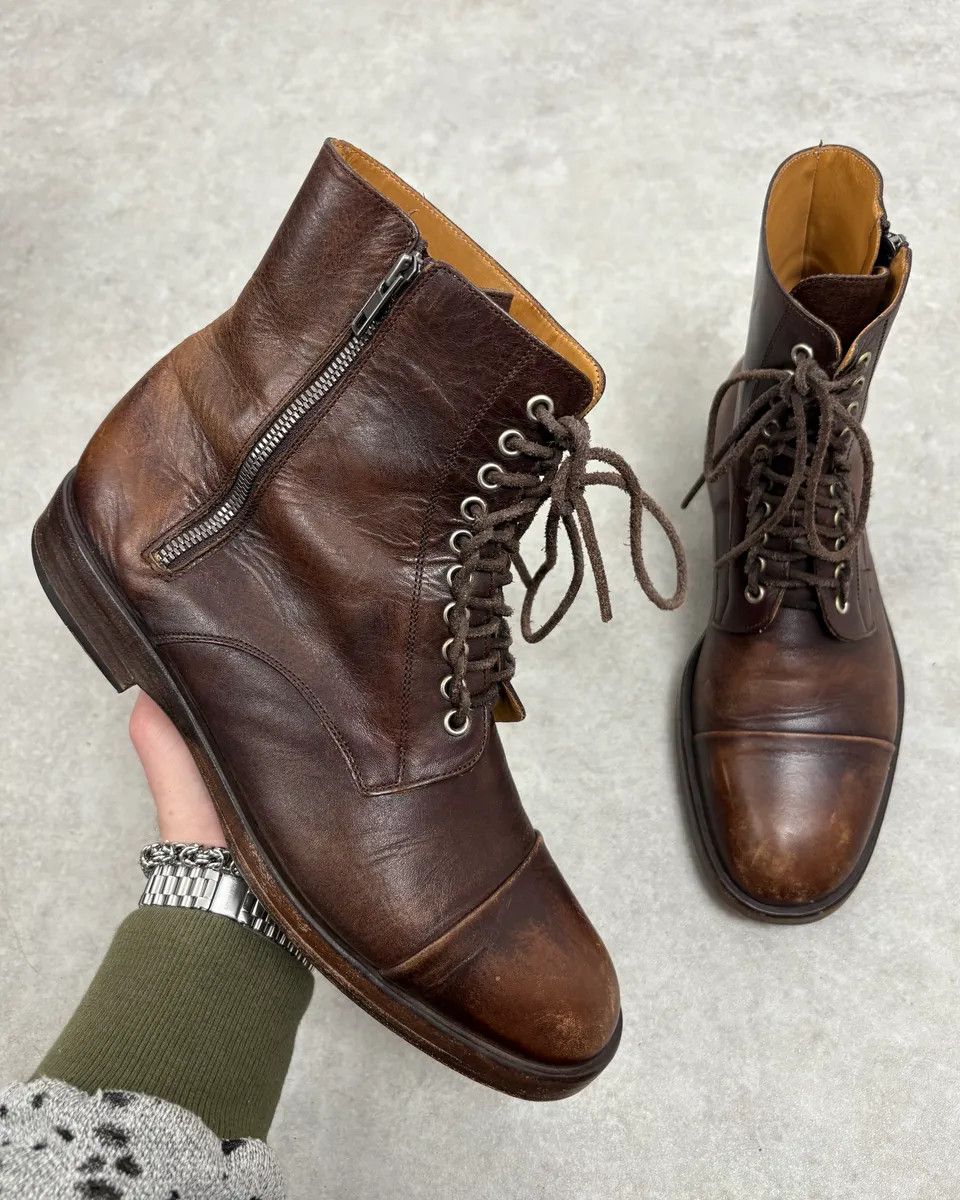Maison Margiela 2000s Maison Margiela Brown Eroded Combat Leather Boots Size US 8 / EU 41 - 1 Thumbnail