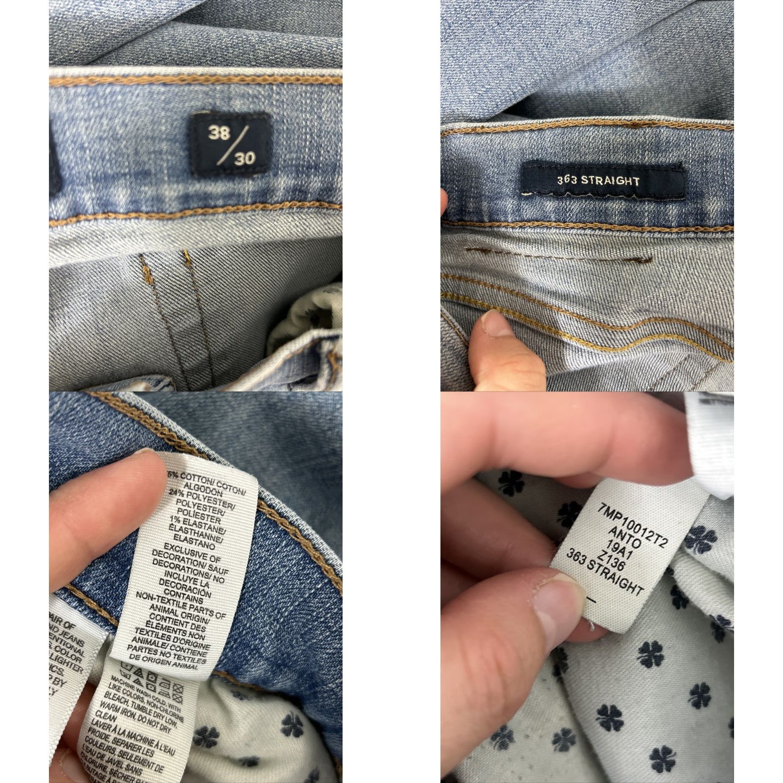 Lucky Brand Lucky Brand 363 Straight Jeans Mens 38x30 Light Wash Blue Stains Regular Inseam 30 Size US 38 / EU 54 - 10 Thumbnail