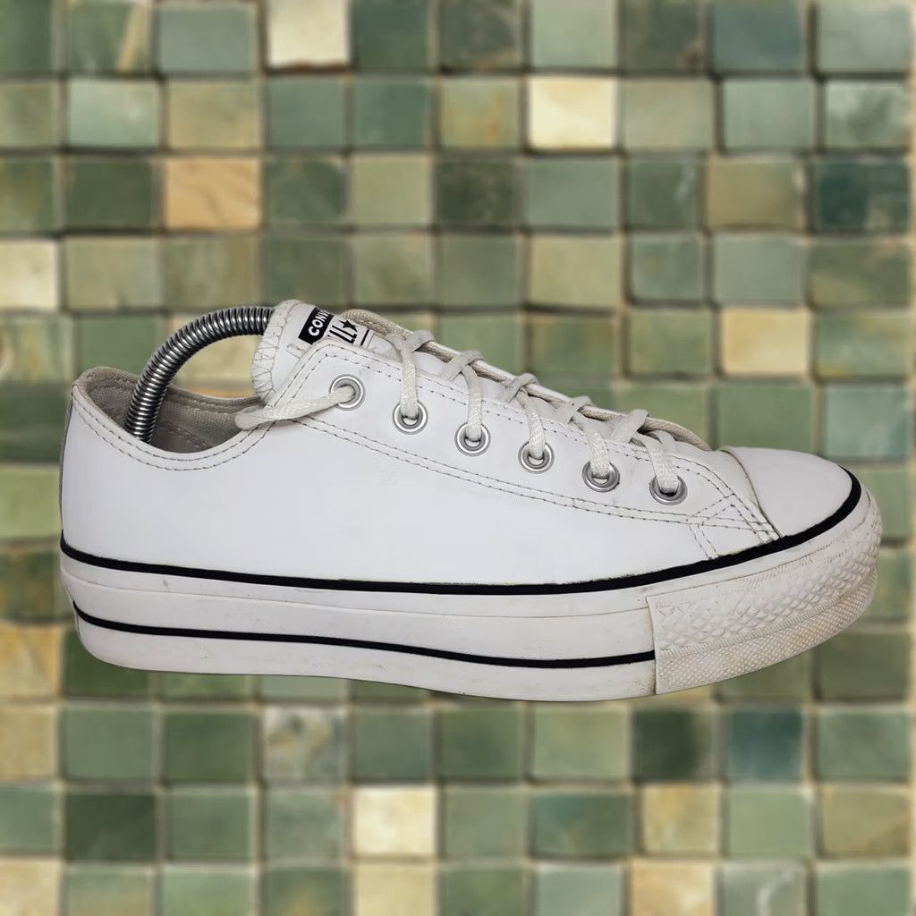 Converse Converse Shoes Womens White Leather Platform Low Top Sneakers All Stars Size M / US 6-8 / IT 42-44 - 1 Thumbnail