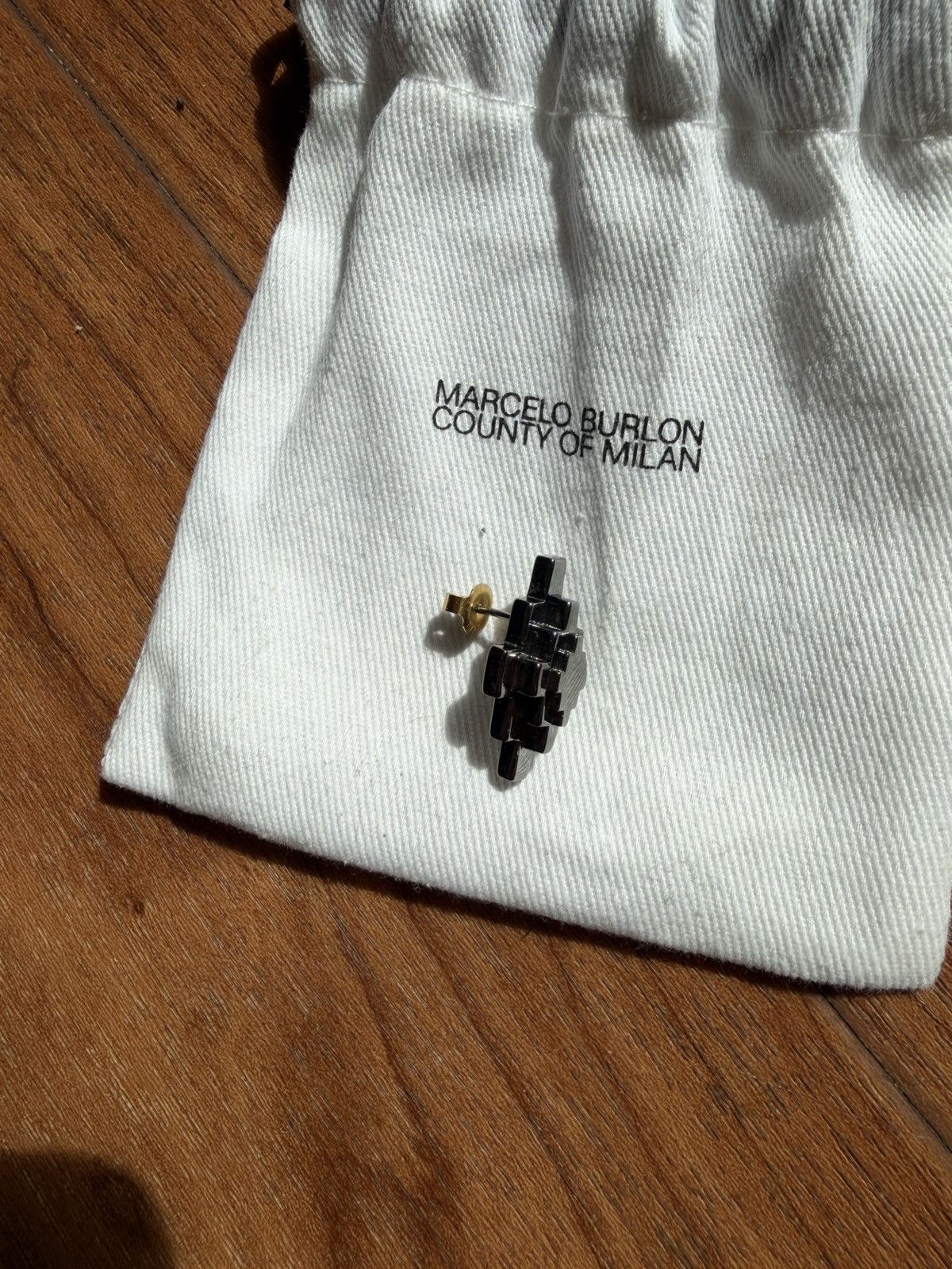 Marcelo Burlon Marcelo Burlon County of Milan Dark Silver 3D Cross Earring Size ONE SIZE - 3 Thumbnail