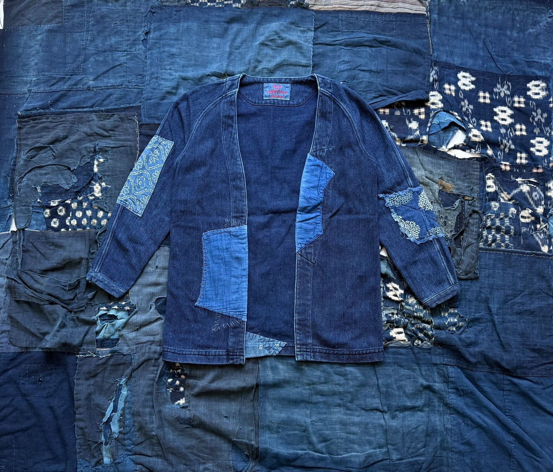 Soulive Soulive Setto Indigo Washed Patchwork Robe Size US M / EU 48-50 / 2 - 1 Thumbnail