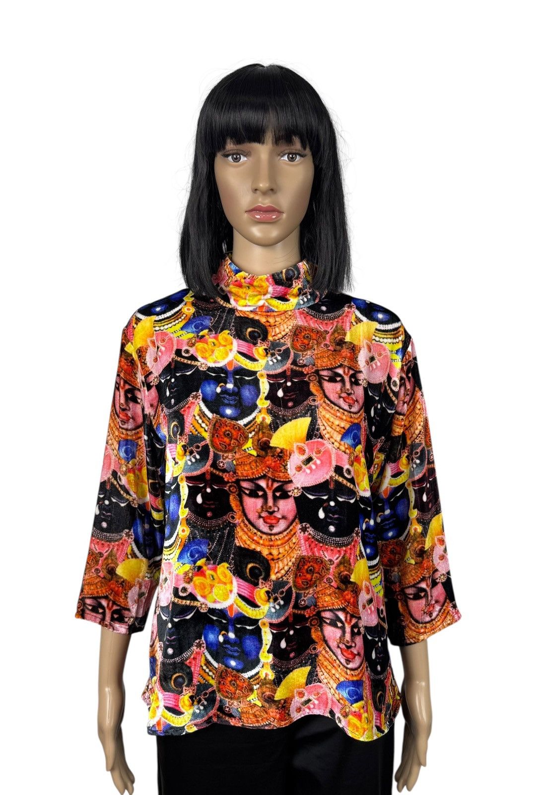 Manish Arora Manish Arora Printed Blouse 100% Silk Mock Neck India size L Size L / US 10 / IT 46 - 1 Thumbnail