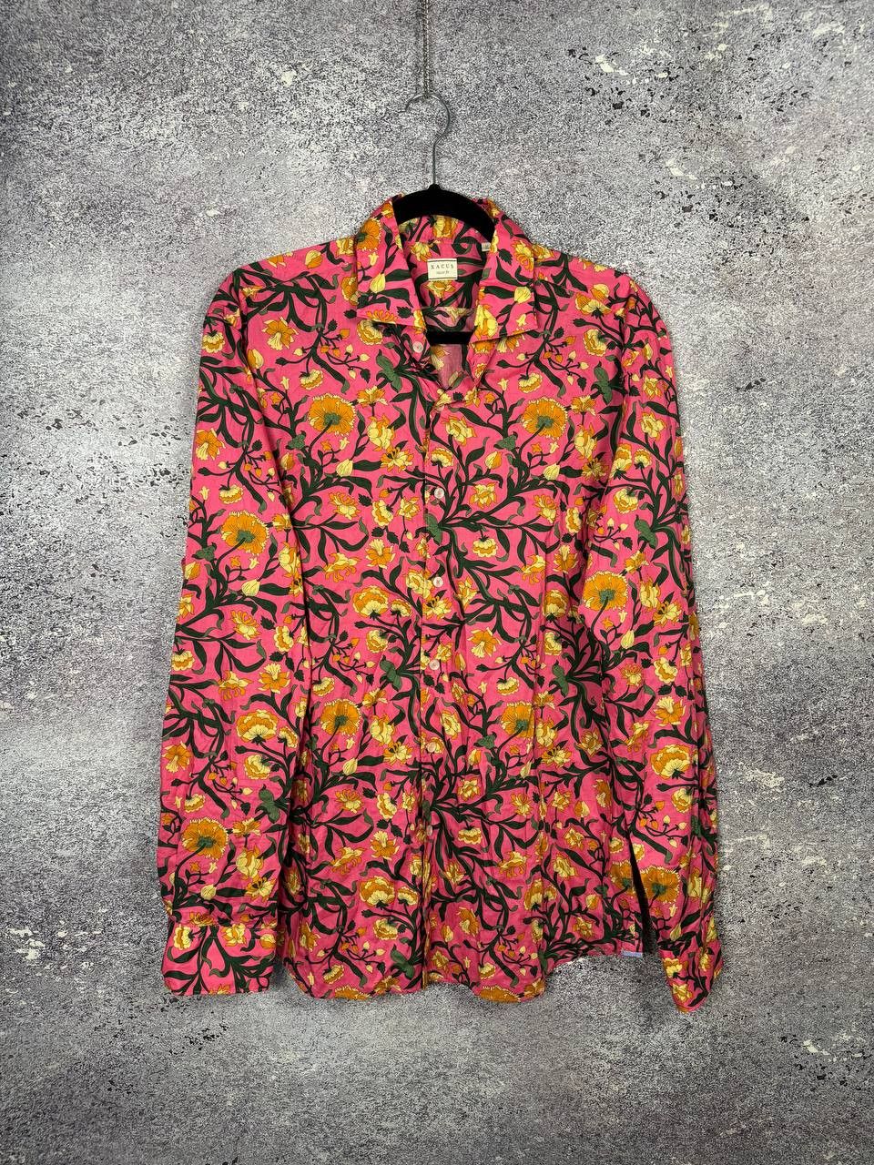 Designer × Vintage Xacus Size 17/43 Evolution Fit Pink Shirt Floral Print Size US L / EU 52-54 / 3 - 1 Thumbnail