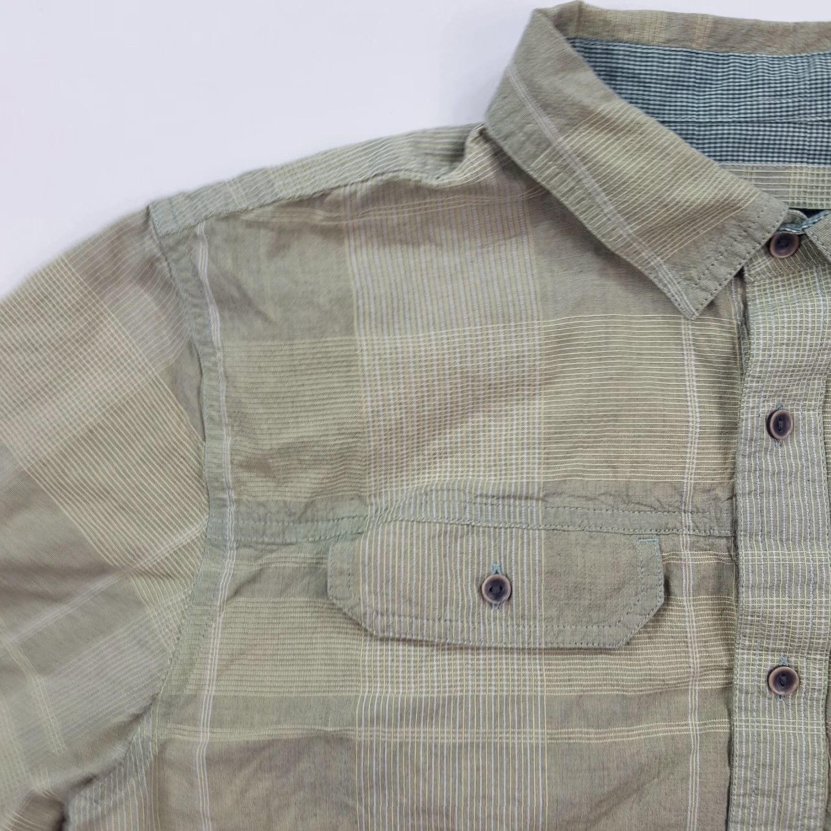 Prana VINTAGE prAna Plaid Cotton Men's Large Green Short Sleeve Button-Up Collar Shirt Size US L / EU 52-54 / 3 - 5 Thumbnail