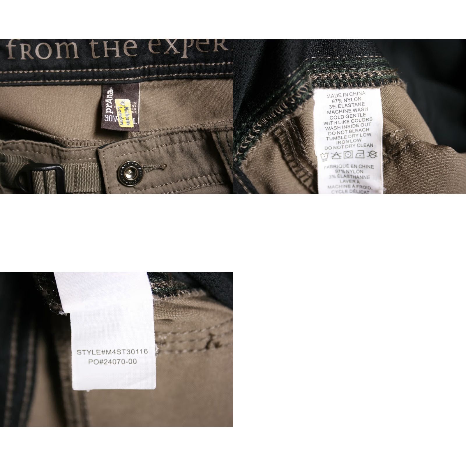 Prana prAna Zion Beige Stretch Nylon Roll-Up Cargo Pants Sz 30 Mens Inseam 29.5" Belted Size US 30 / EU 46 - 8 Thumbnail