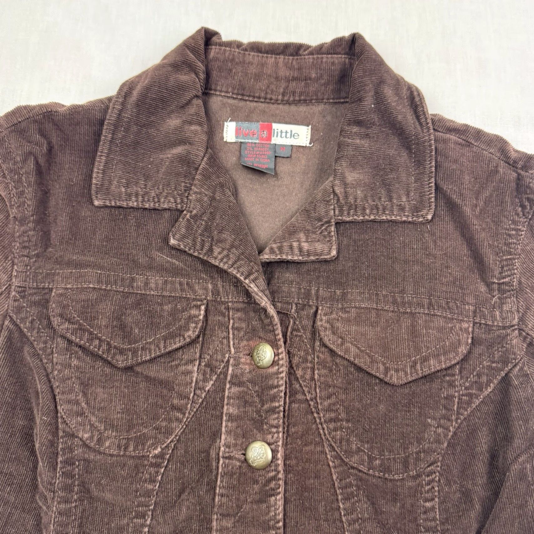 Olive VINTAGE Live A Little Corduroy Jacket Womens Medium Brown Y2K Hipster 90s Size M / US 6-8 / IT 42-44 - 6 Thumbnail