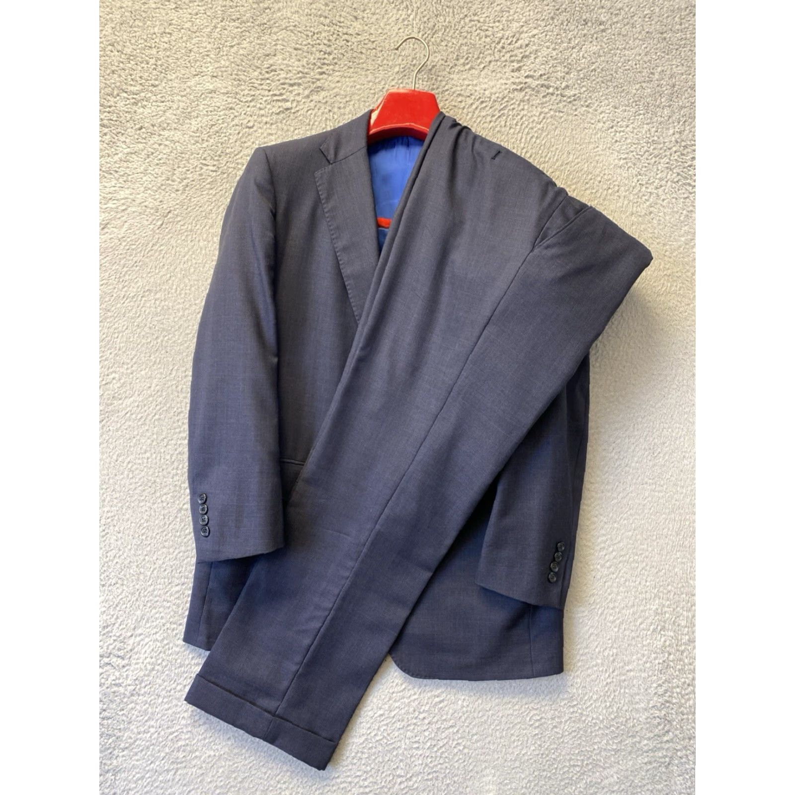 Vintage VINTAGE Tom James Navy Wool Suit Slim 2Btn Executive Collection 40R/35x32 Men’s Suit Size 34R - 2 Thumbnail